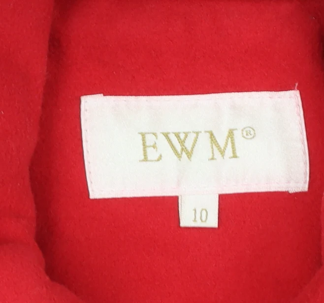 EWM Womens Red Mid-Length Hooded Toggle Duffle Coat Size 10 - Image 5