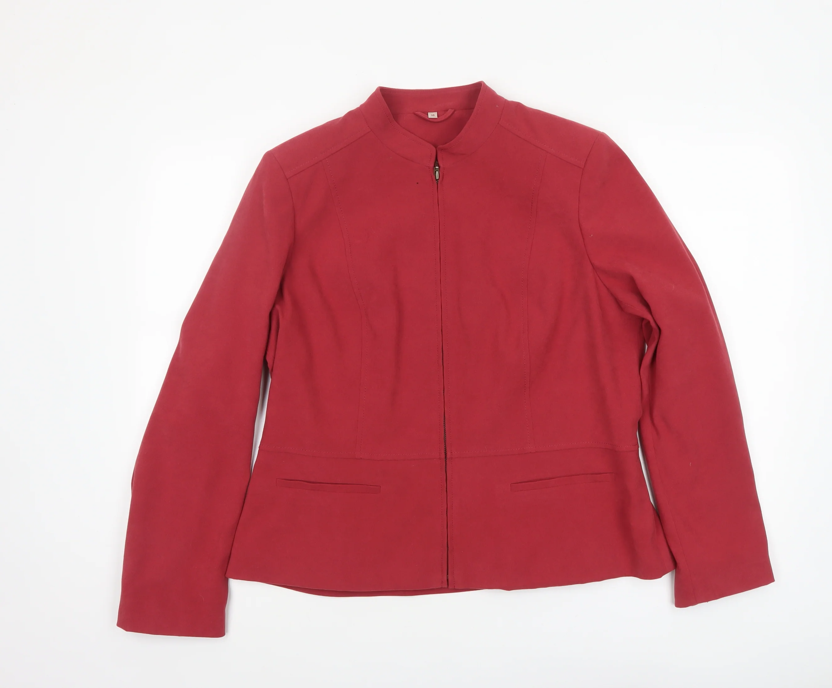 EWM Women's Red Size 16 Classic Mid-Length Zip Jacket