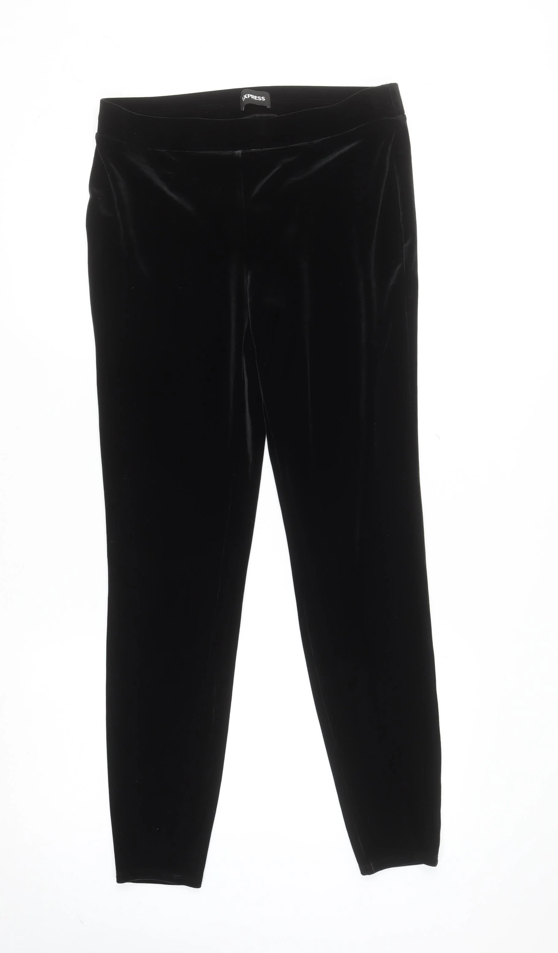 Express Women’s Black Velvet Mid Rise Stretch Ankle Leggings Size S