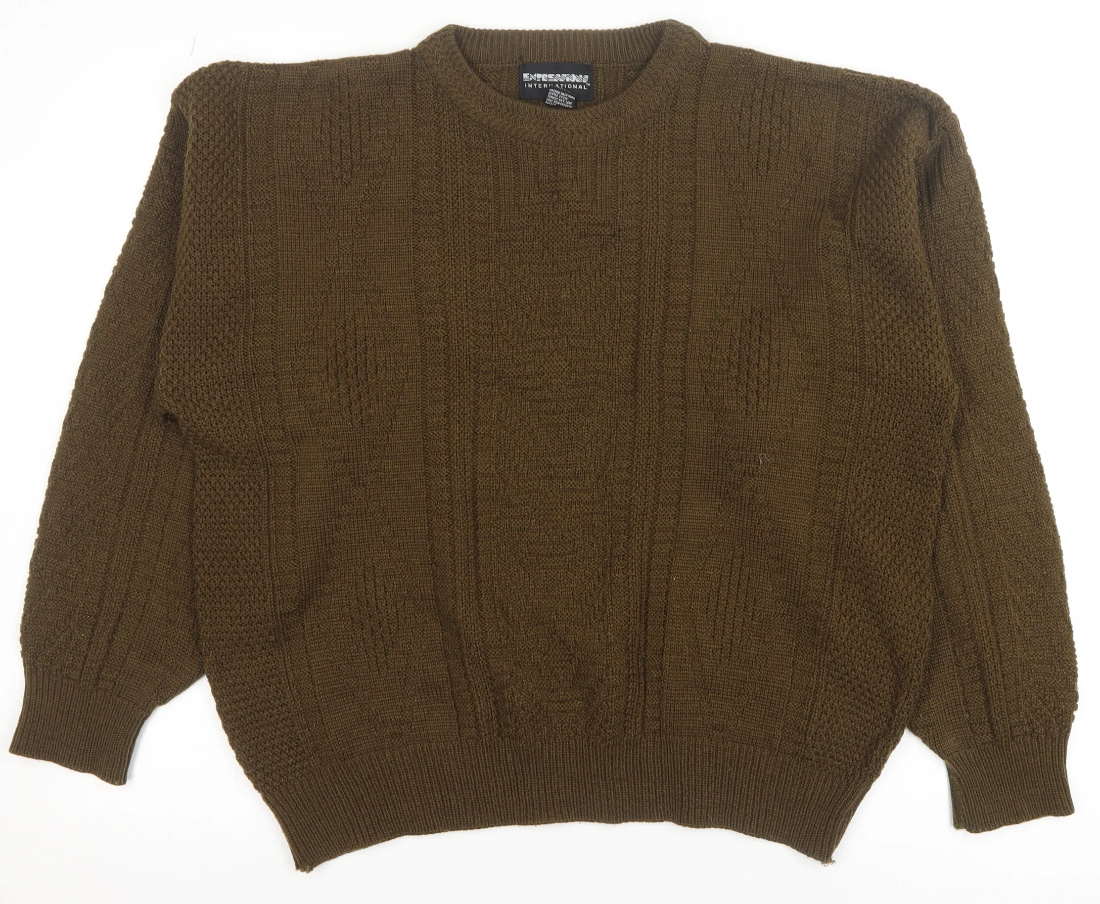 Expression International Men's Brown L Cable-Knit Acrylic Jumper