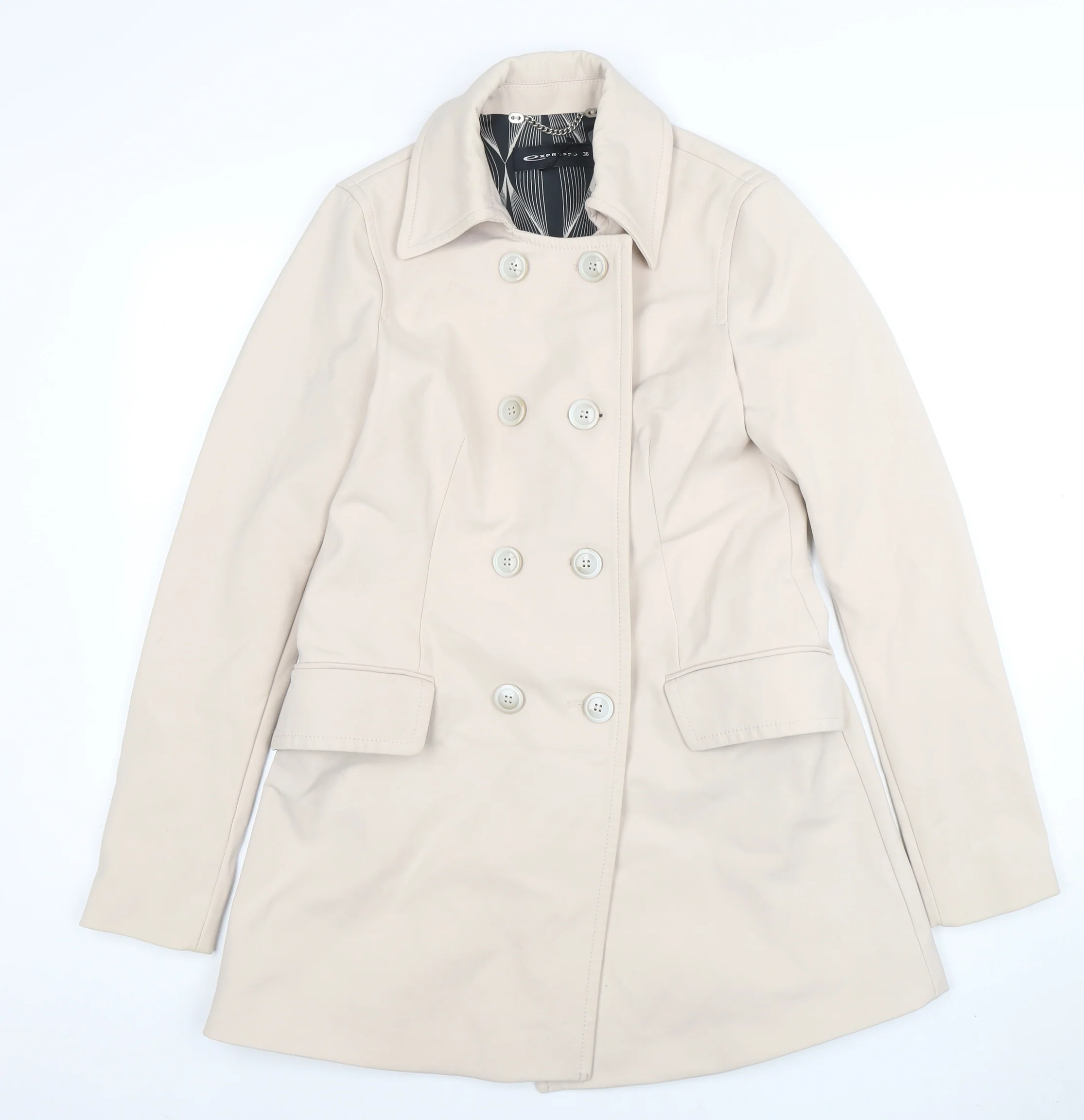 Expresso Women's Beige Trench Coat Size 10 Classic Mid-Length