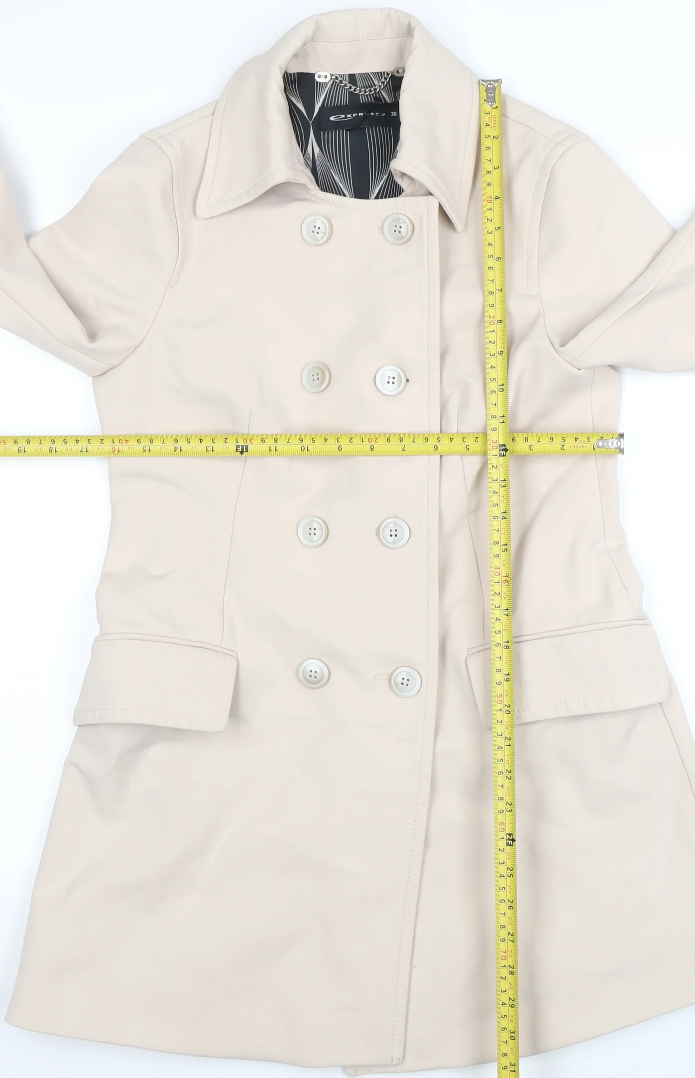 Expresso Women's Beige Trench Coat Size 10 Classic Mid-Length - Image 2