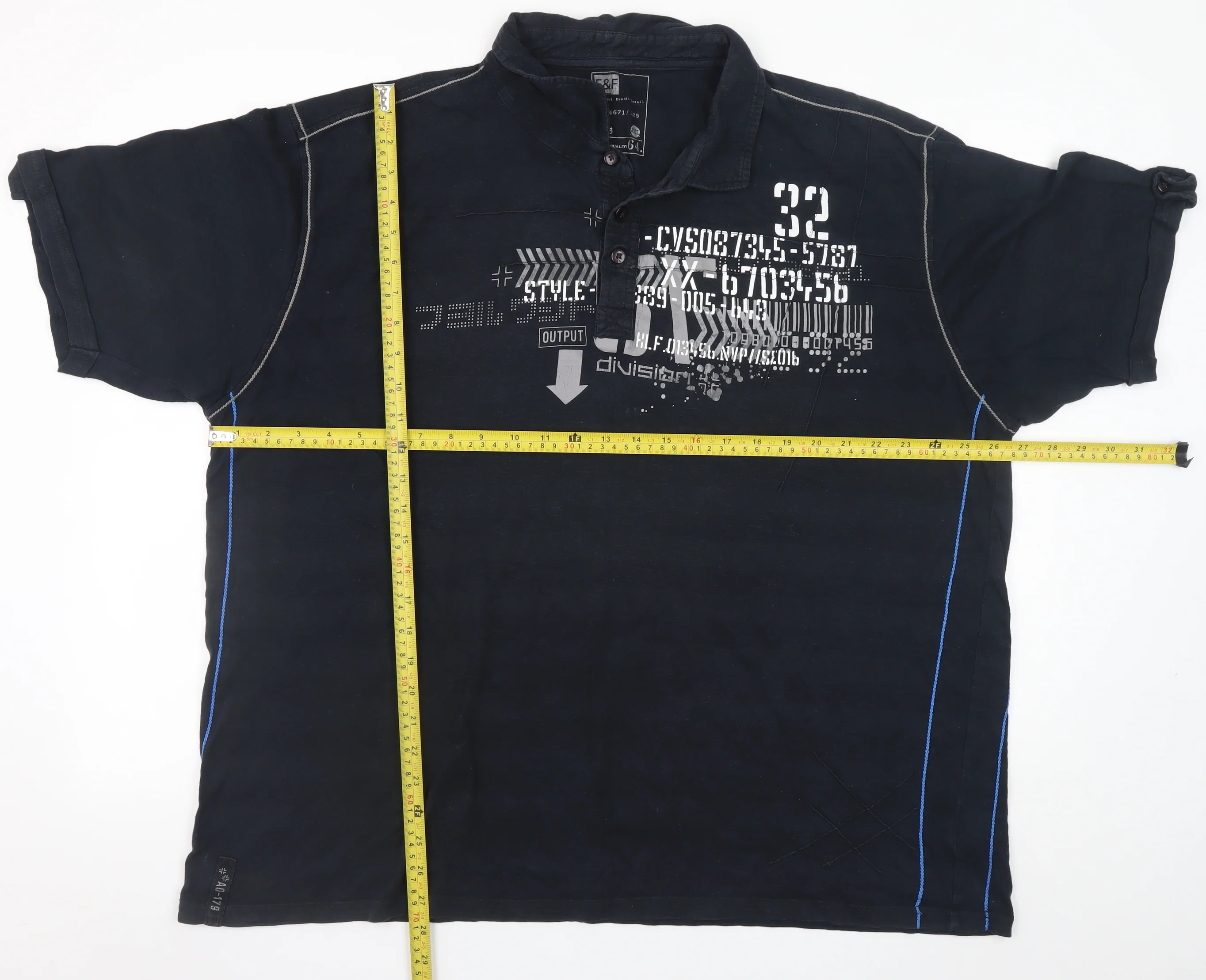 F&F Men's Black 2XL Graphic Print Cotton Polo Shirt - Image 2