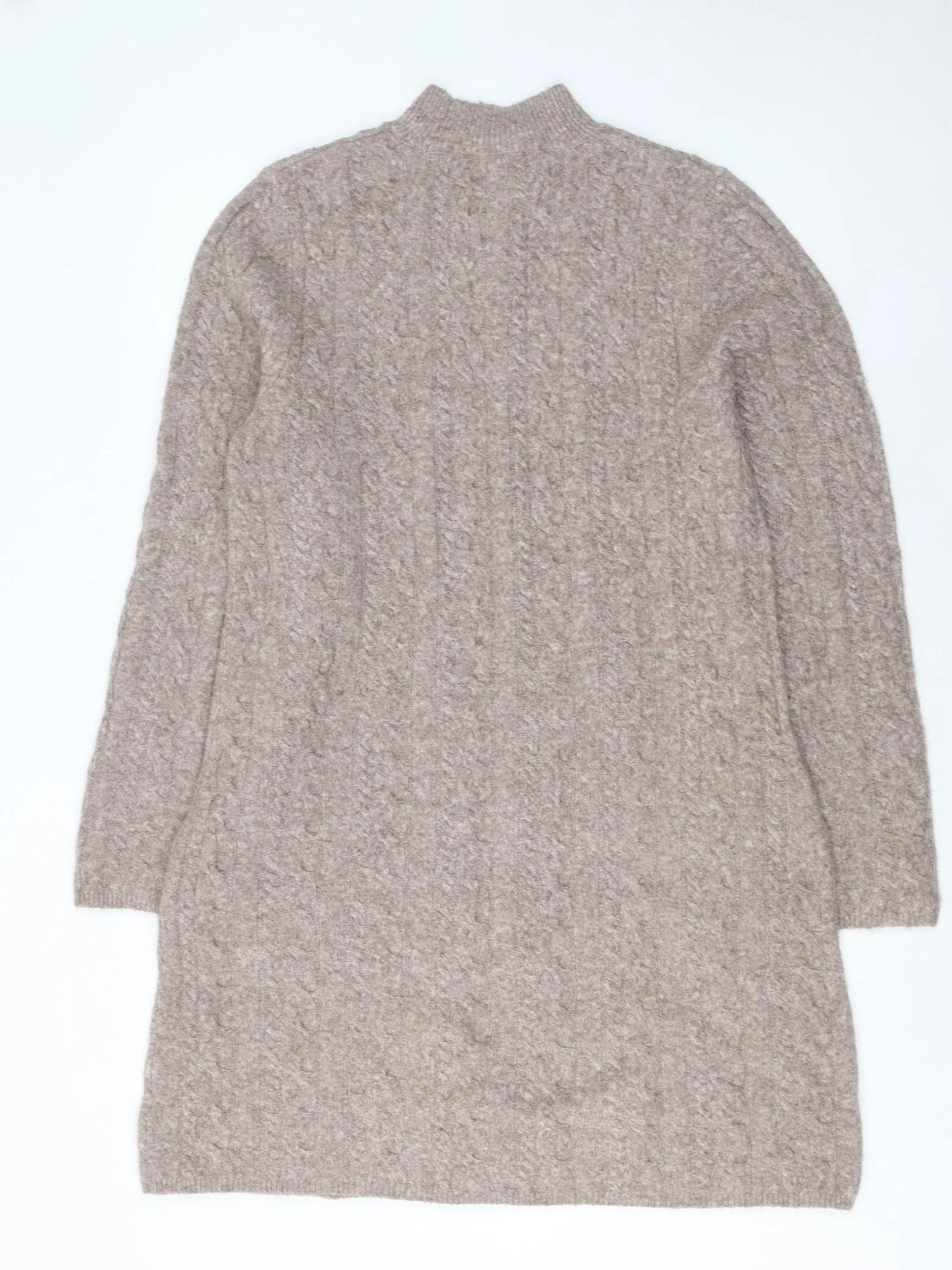 F&F Women Beige Knit Wool Blend Long Sleeve Jumper Dress L - Image 3