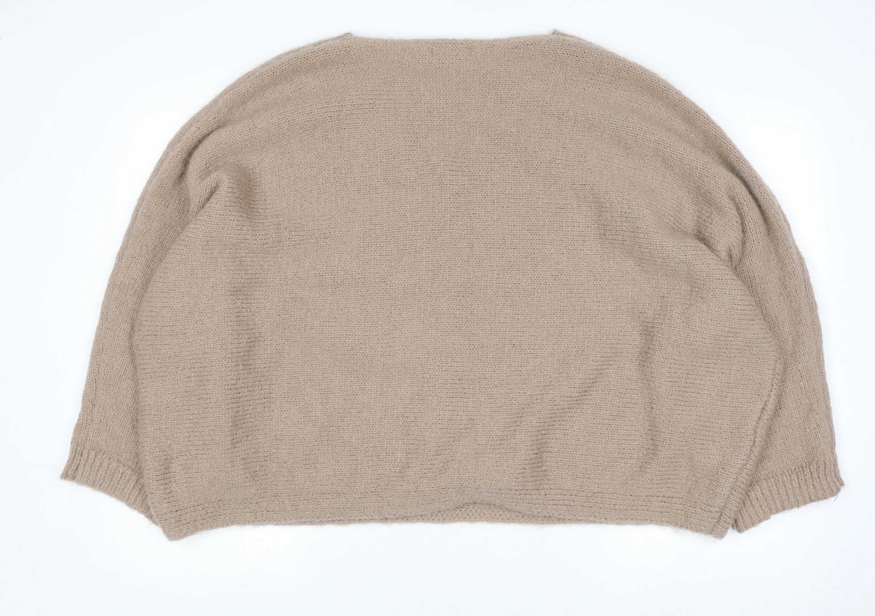 F&F Women Beige V-Neck Knit Pullover Jumper Size L - Image 3