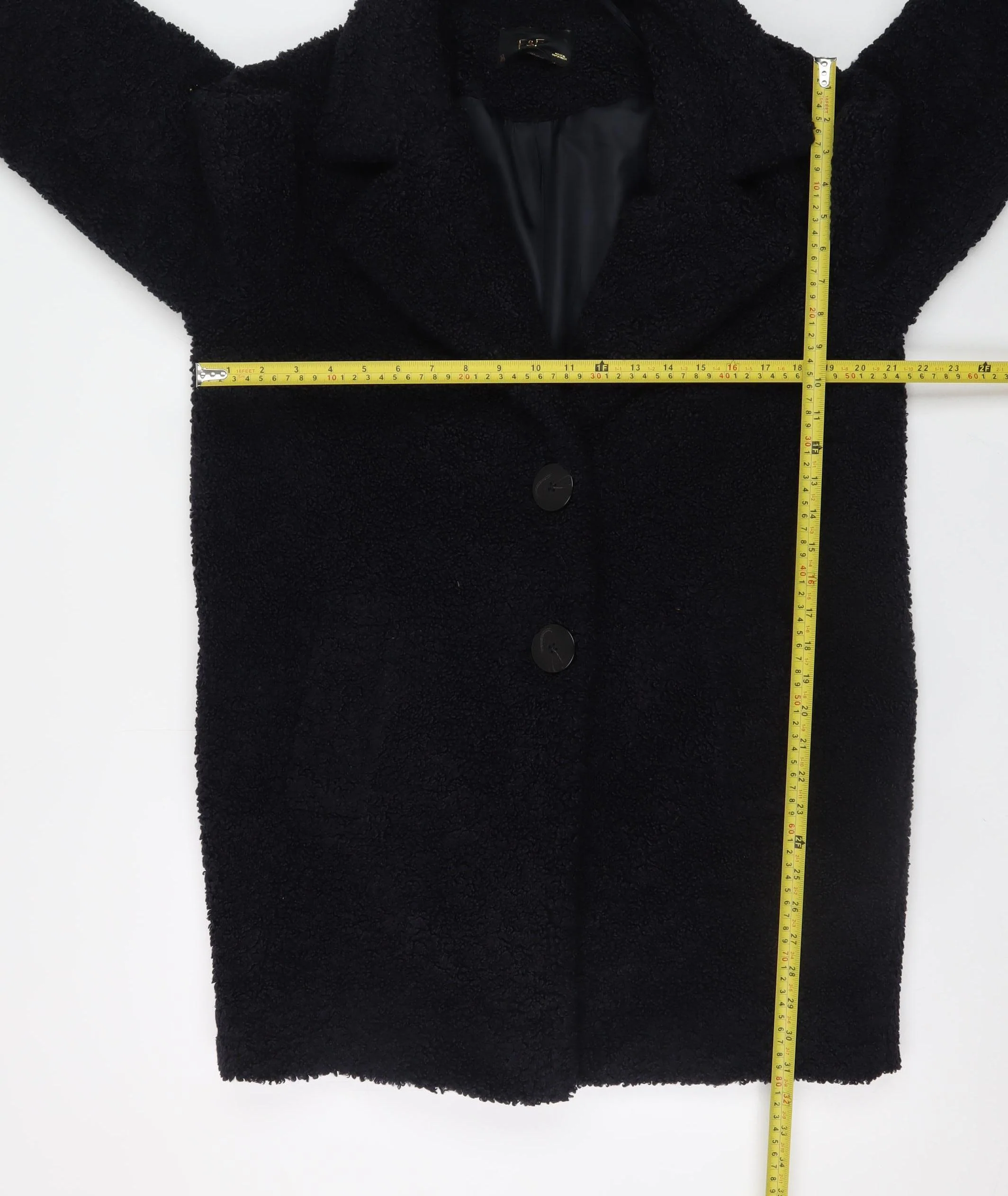 F&F Women Black Teddy Mid-Length Coat Size 10 - Image 2