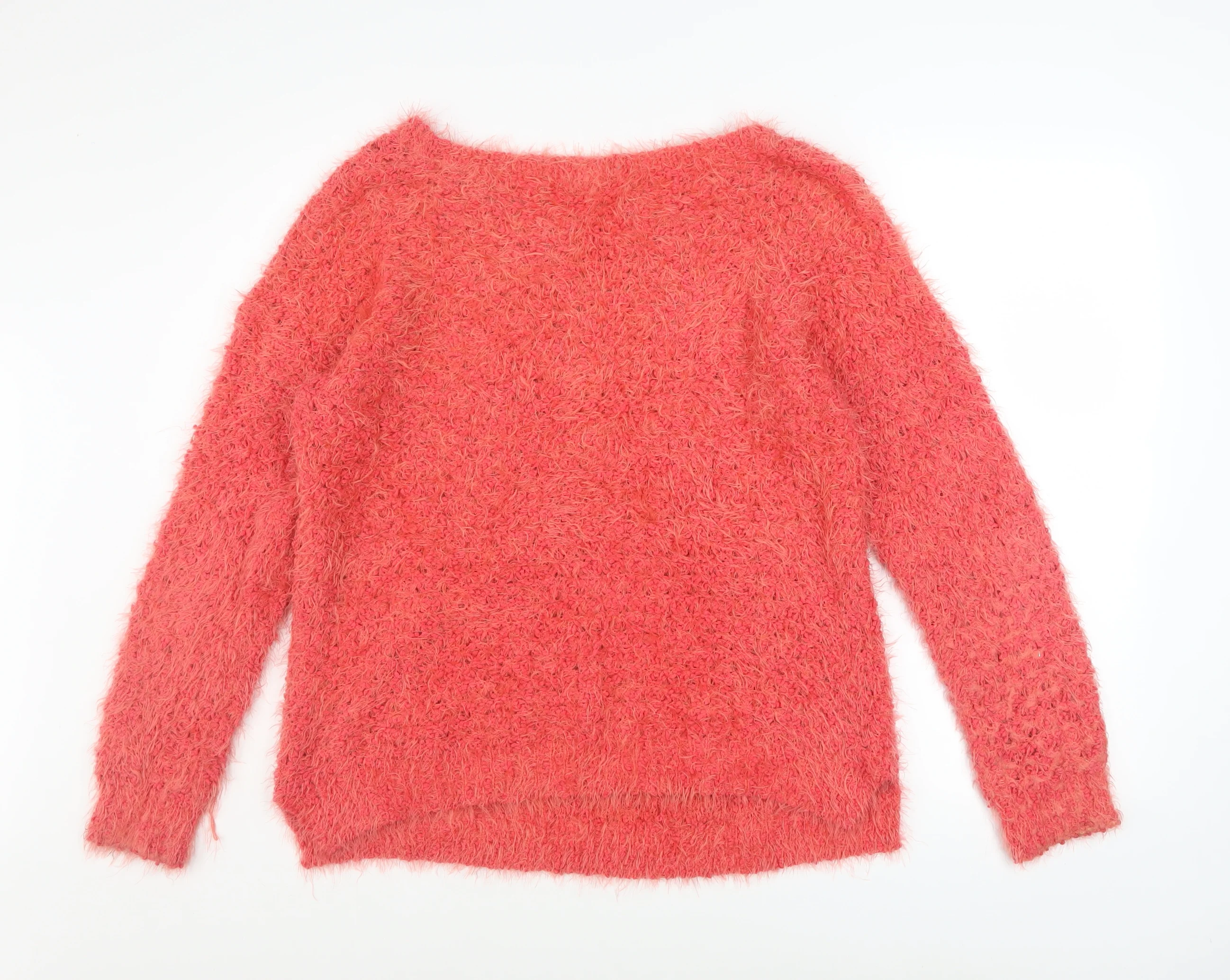 F&F Women Pink Long Sleeve Fluffy Knit Jumper UK 14 - Image 3