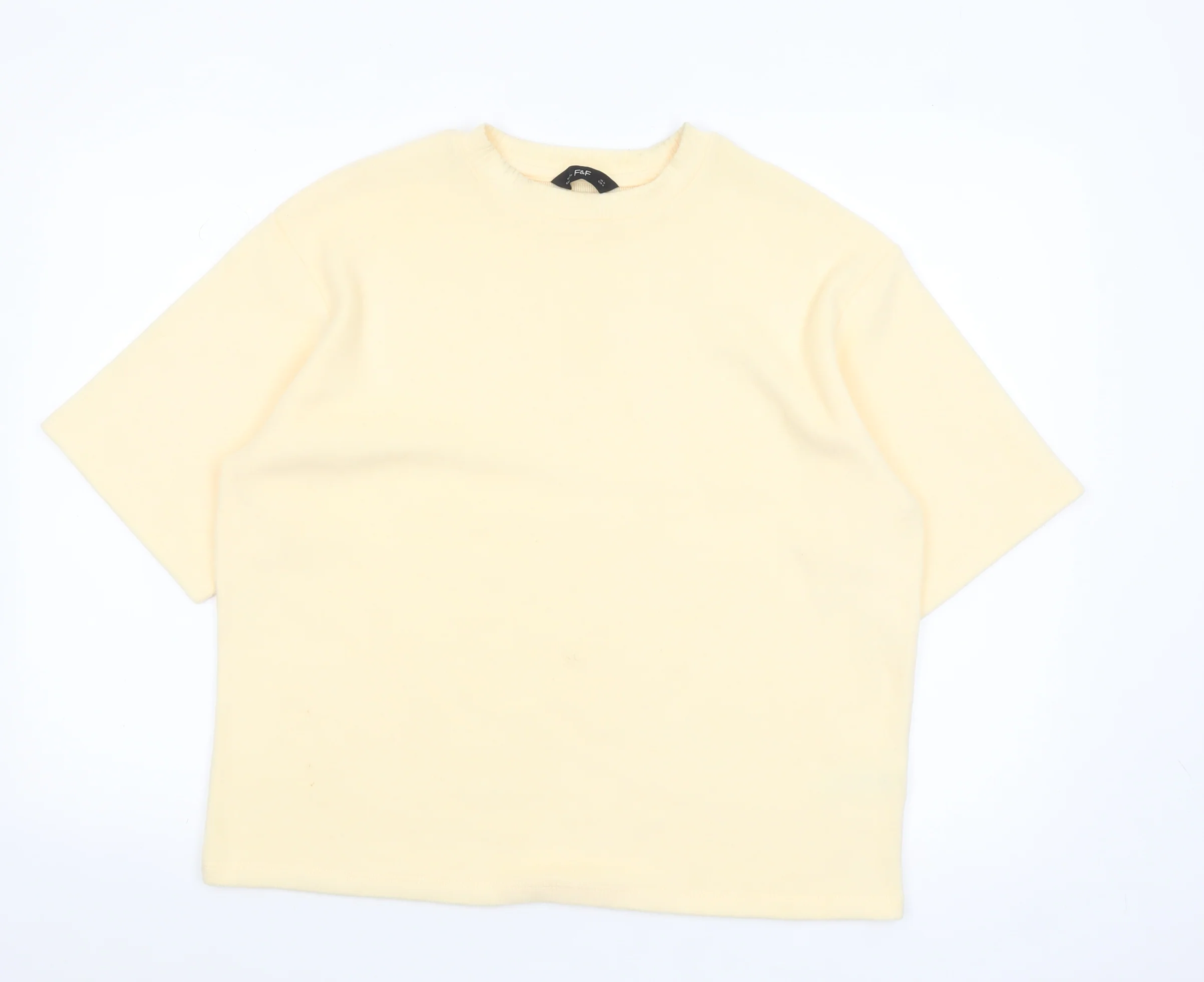 F&F Women’s Beige Short Sleeve Crew Neck Pullover Jumper Size M