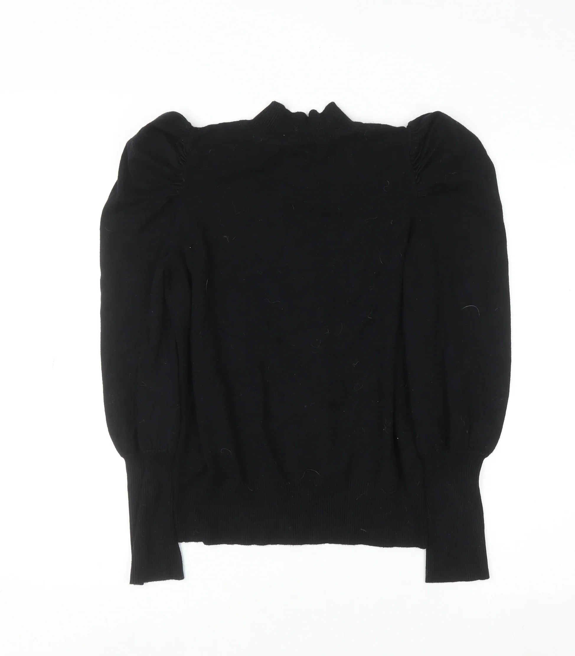 F&F Women’s Black Knit Puff Sleeve Long Sleeve Blouse UK 12