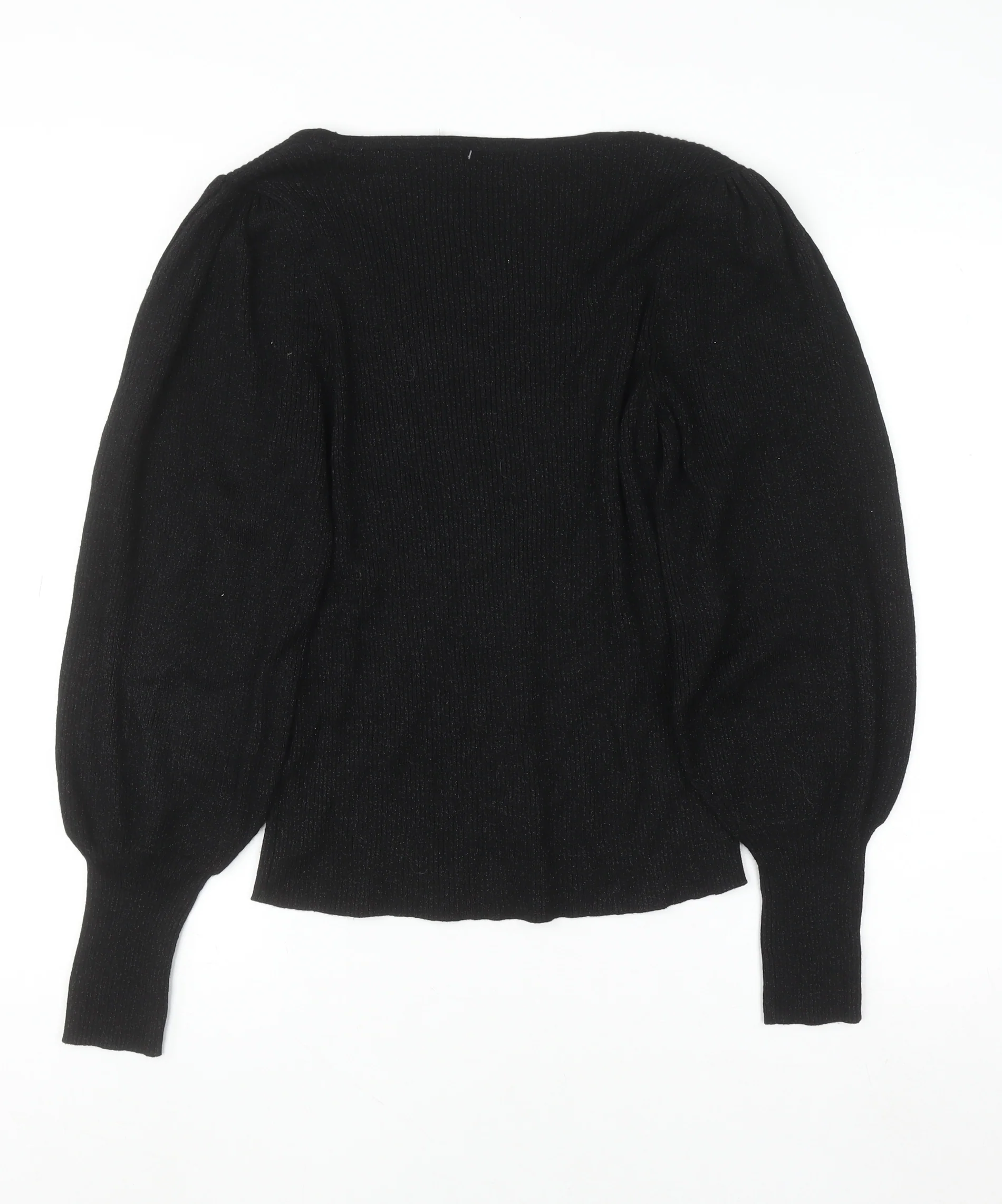 F&F Women’s Black Knit Puff Sleeve Long Sleeve Blouse UK 12 - Image 3