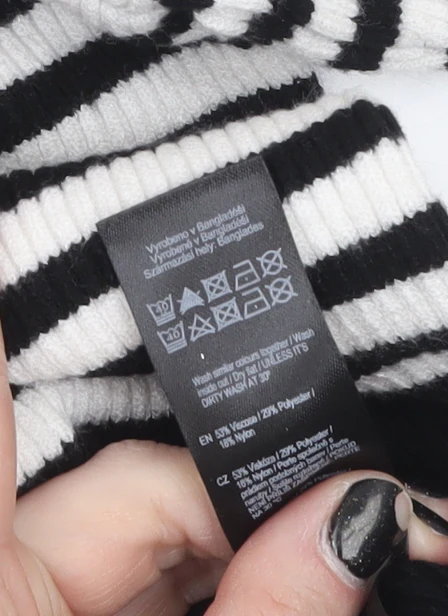 F&F Women’s Black & White Striped Roll Neck Jumper XS - Image 4
