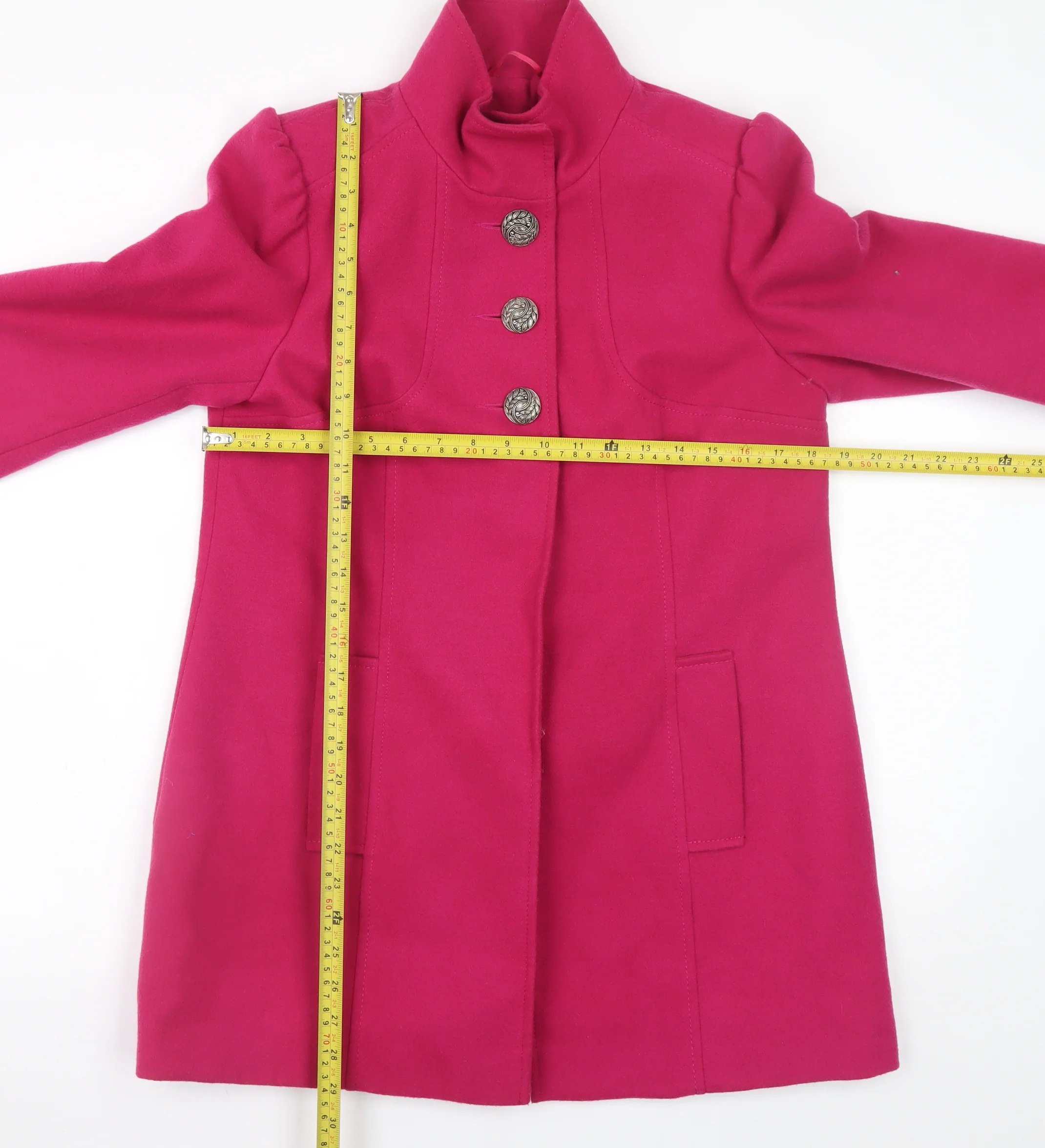 F&F Women’s Pink Button Overcoat Size 12 Lined Mid-Length Coat - Image 2