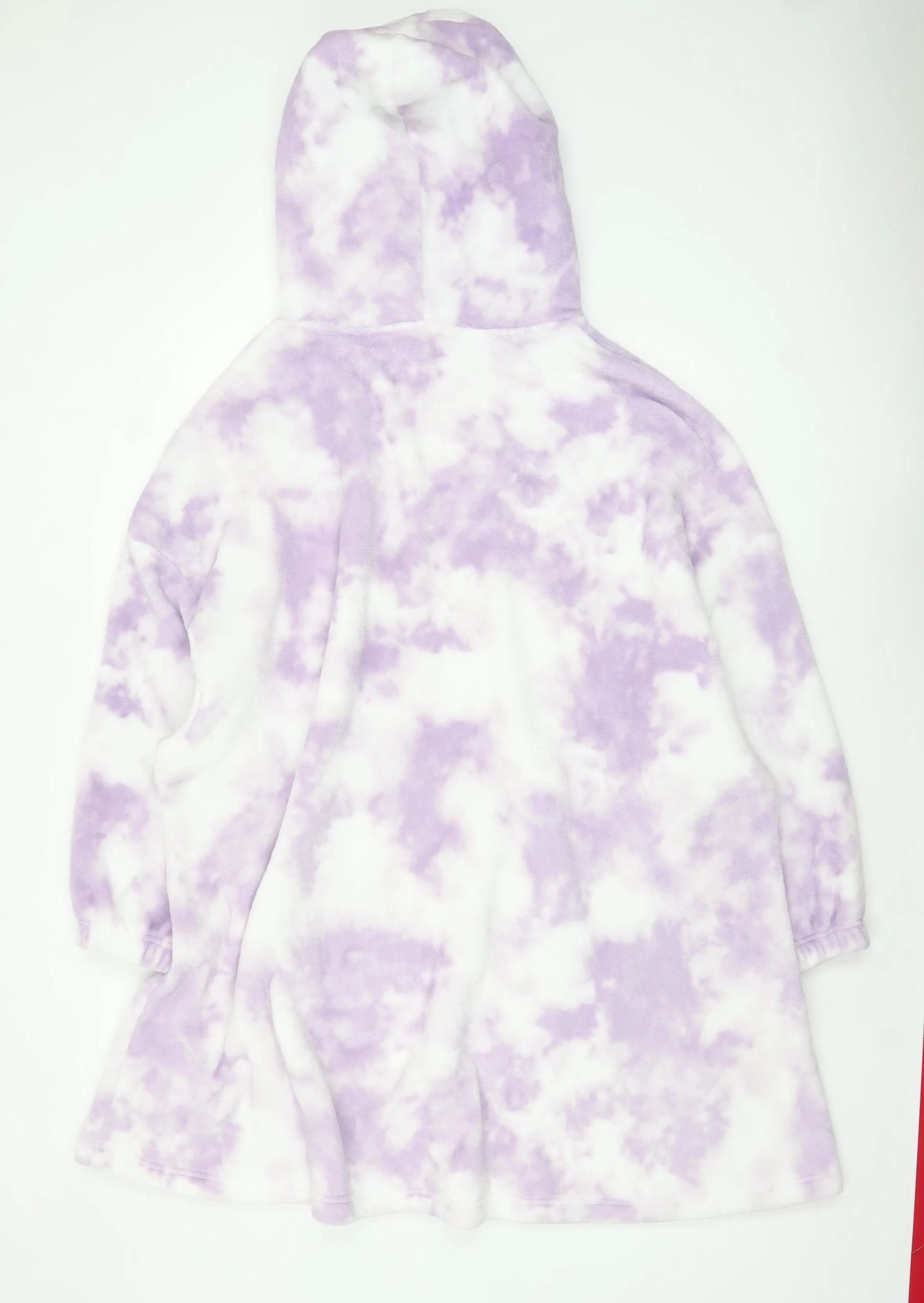 F&F Women’s Purple Tie Dye Hooded Fleece Robe One Size - Image 3