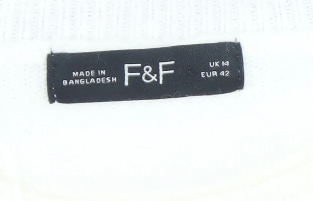 F&F Women’s White Star Stripe Knit Jumper Size 14 - Image 4