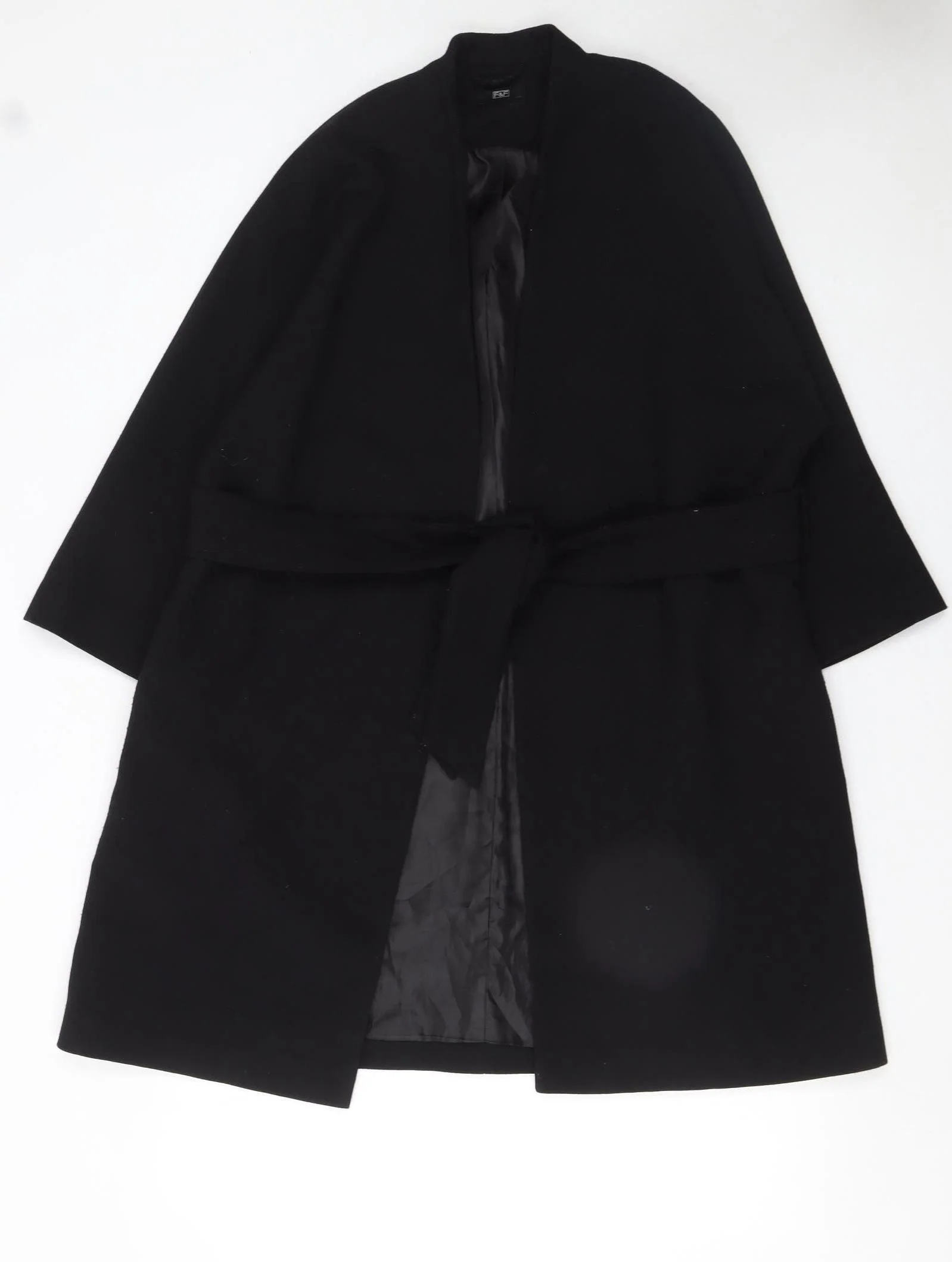 F&F Womens Black Belted Mid-Length Trench Coat UK 12