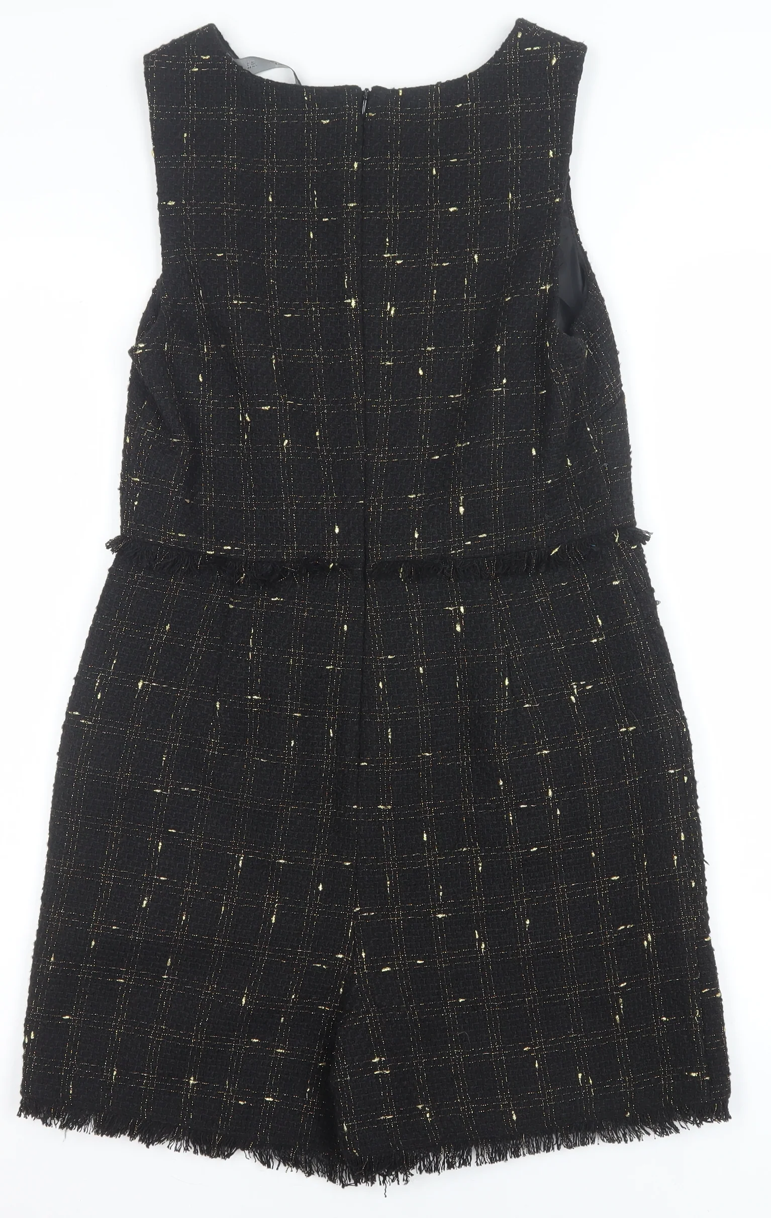 F&F Women's Black Gold Tweed Sleeveless Playsuit Size 8 - Image 3