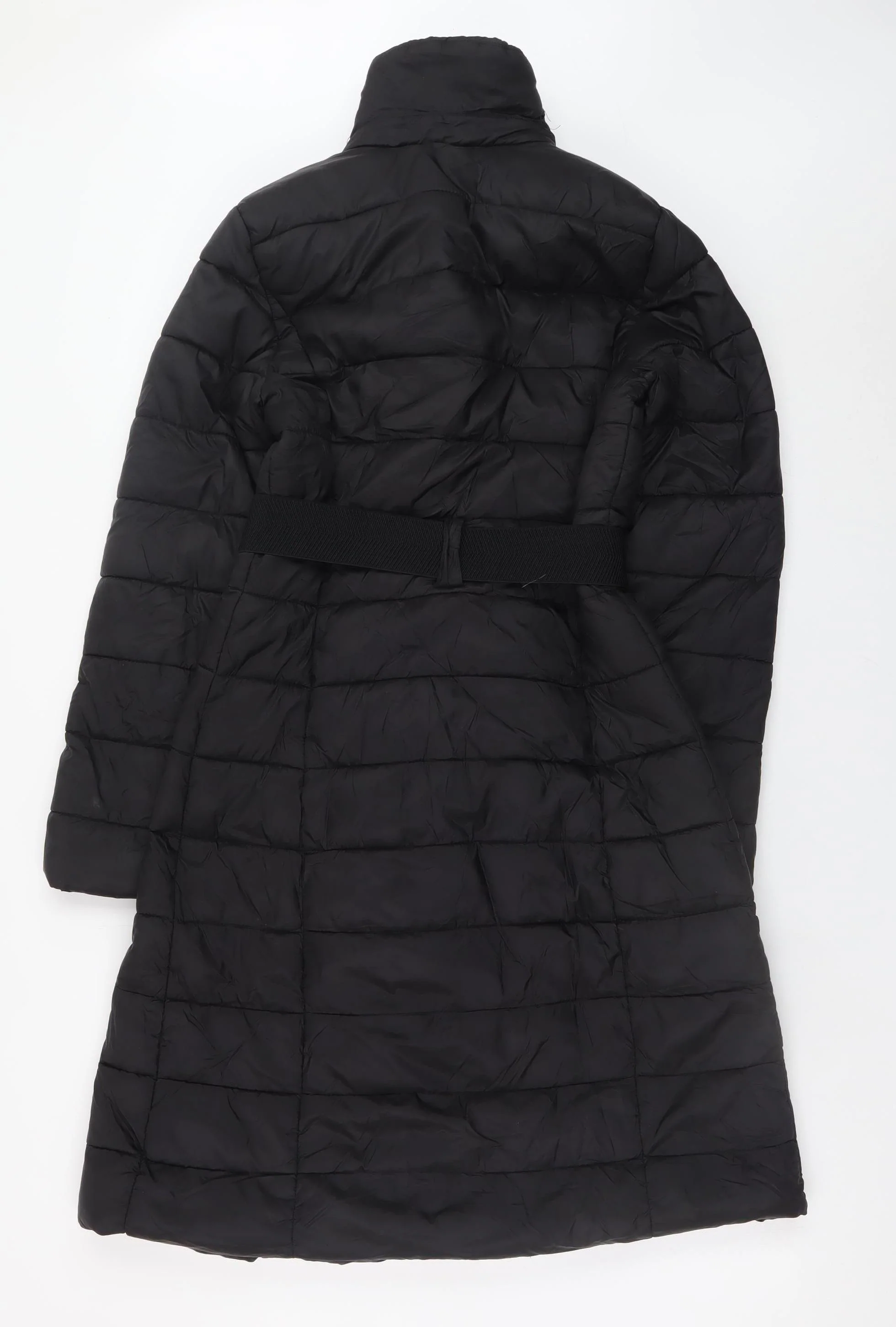 F&F Women's Black Long Belted Puffer Coat Size 6 - Image 3