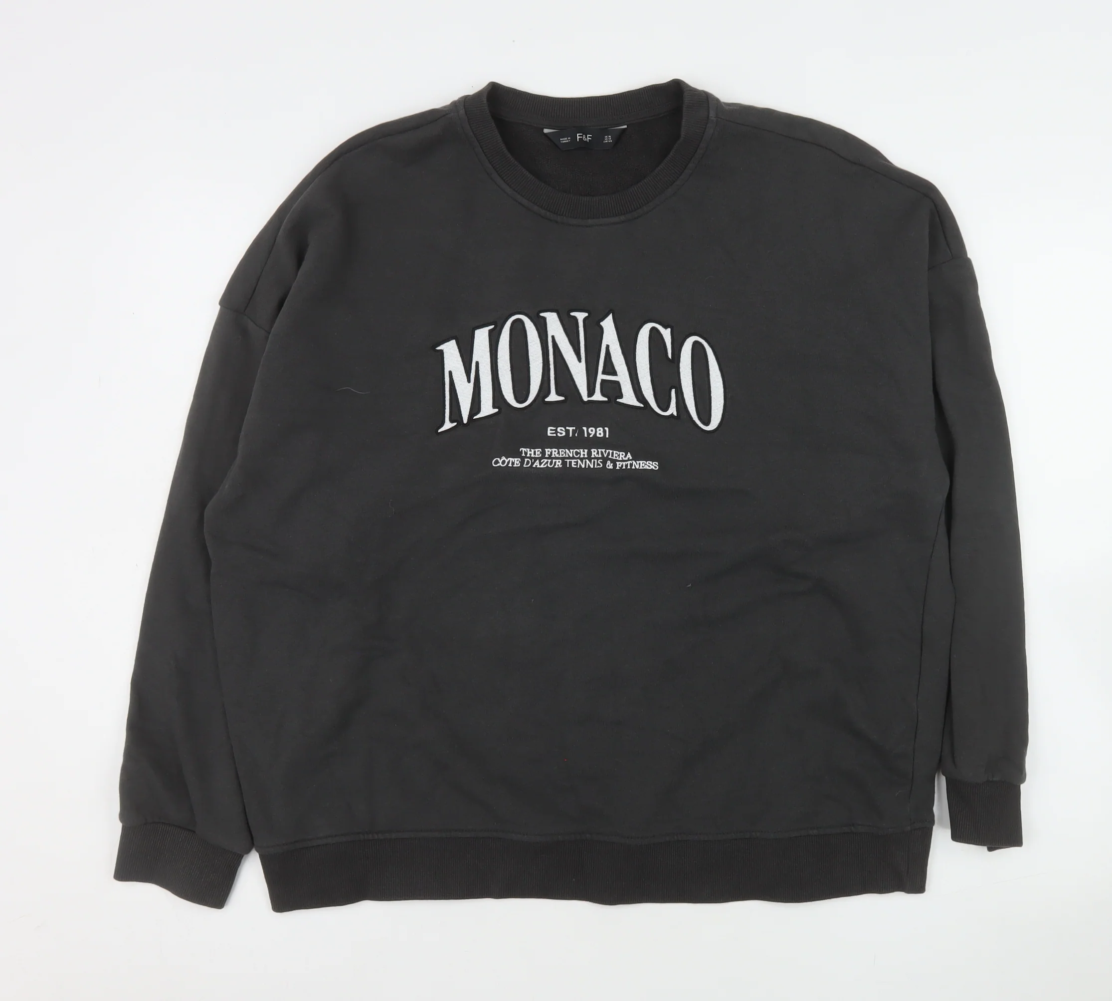 F&F Women's Black Monaco Graphic Pullover Sweatshirt Size 16