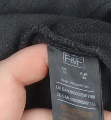 F&F Women's Black Monaco Graphic Pullover Sweatshirt Size 16 - Image 6