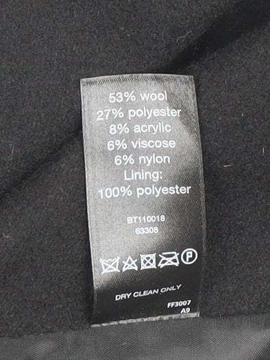 F&F Women's Black Wool Blend Mid-Length Coat Size 10 - Image 5
