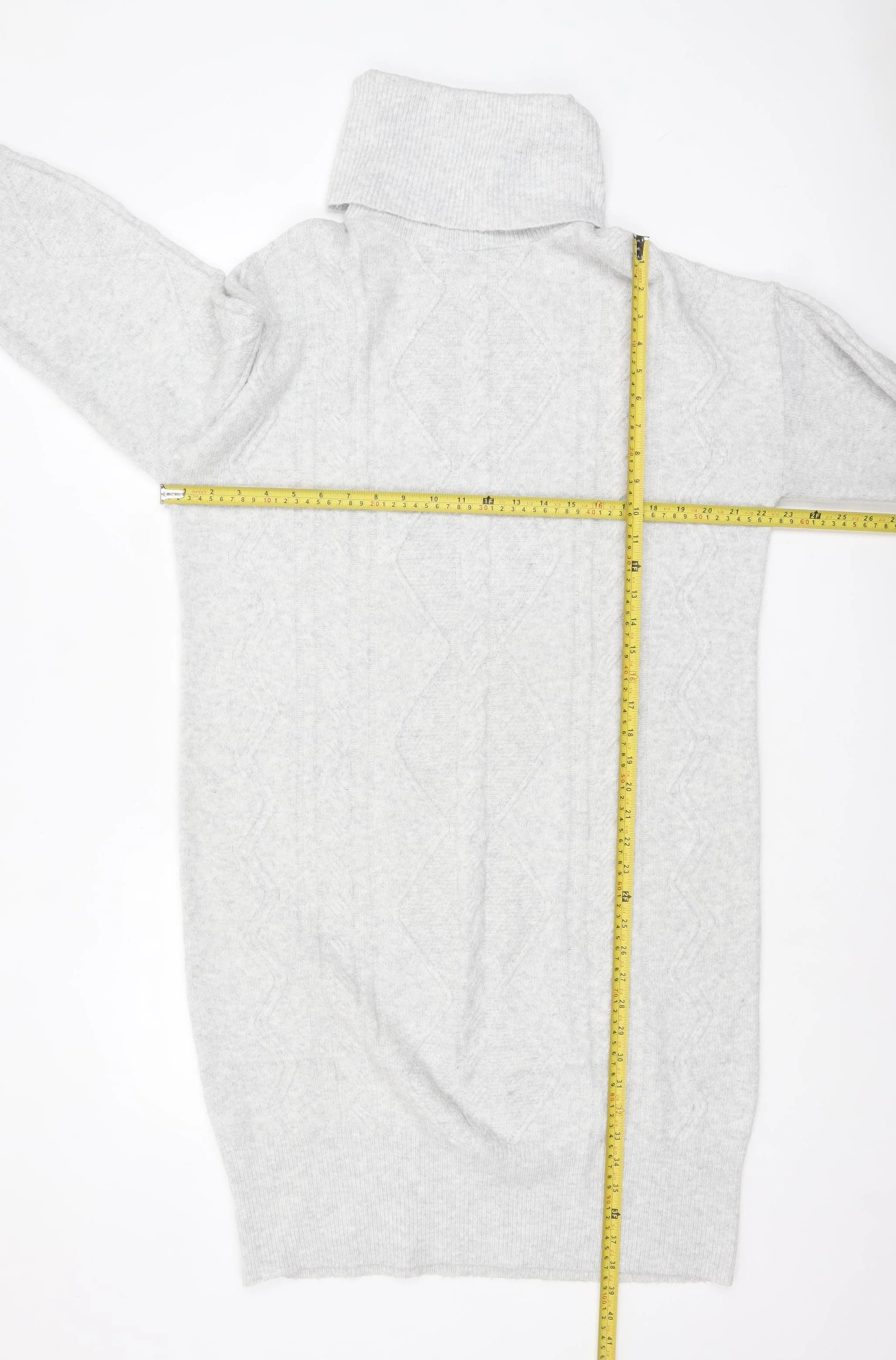 F&F Women's Grey Roll Neck Cable-Knit Long Sleeve Jumper M - Image 2