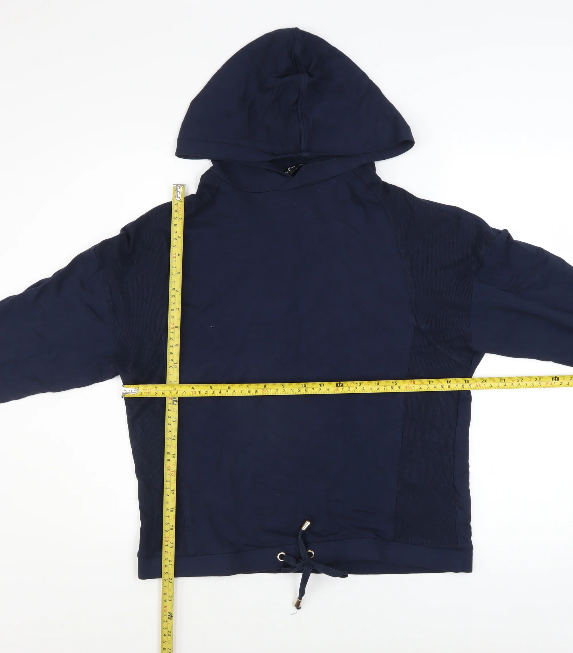 F&F Womens Navy Blue Hooded Pullover Hoodie UK 12 Viscose Blend - Image 2