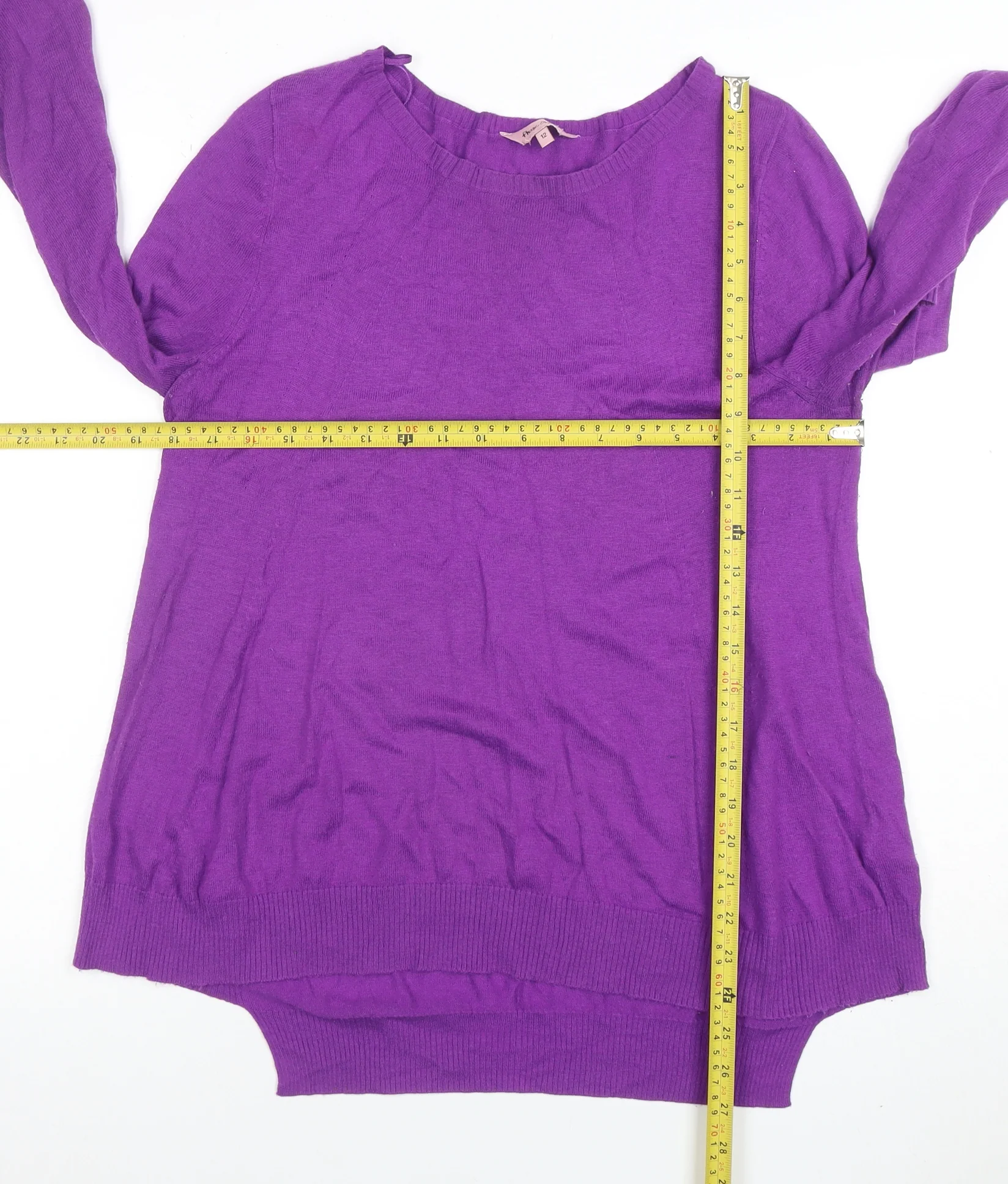F&F Women's Purple Knit Long Sleeve Crew Neck Jumper Size 12 - Image 2