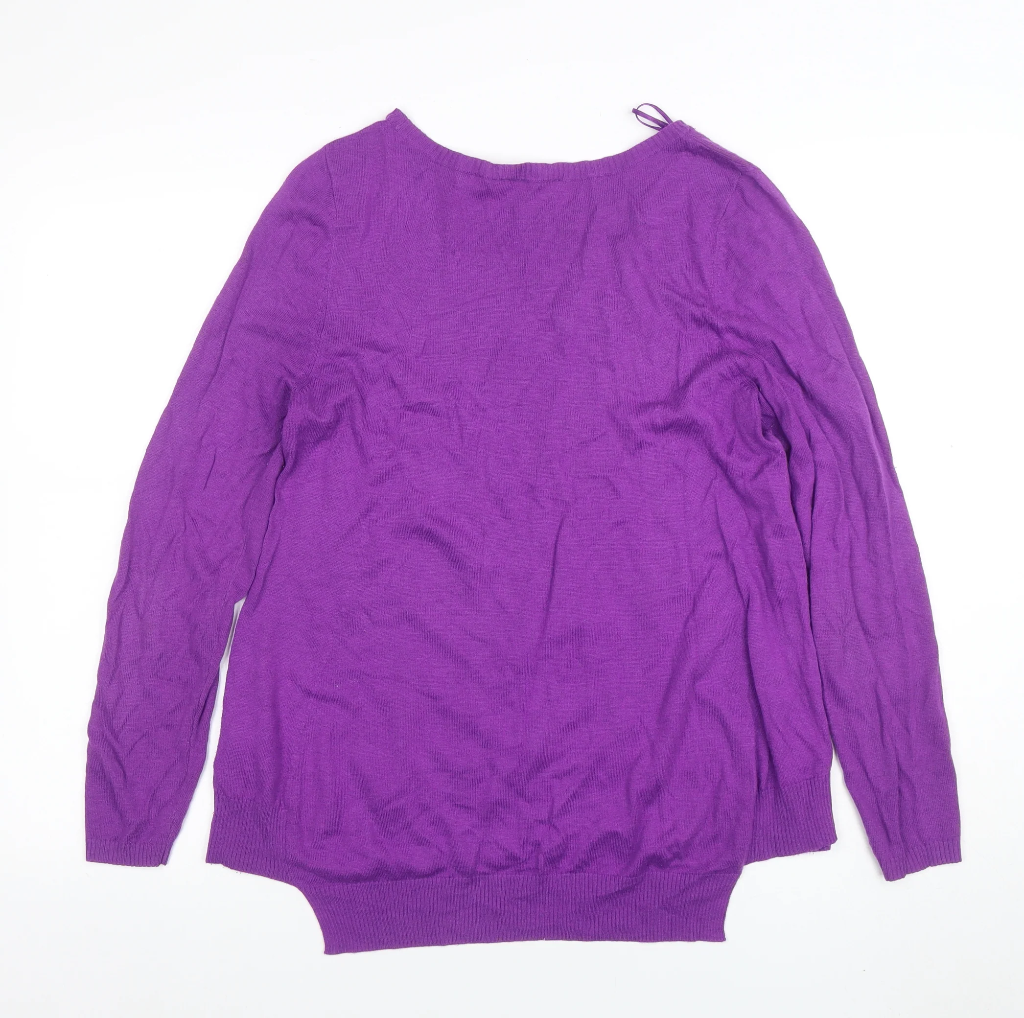 F&F Women's Purple Knit Long Sleeve Crew Neck Jumper Size 12 - Image 3