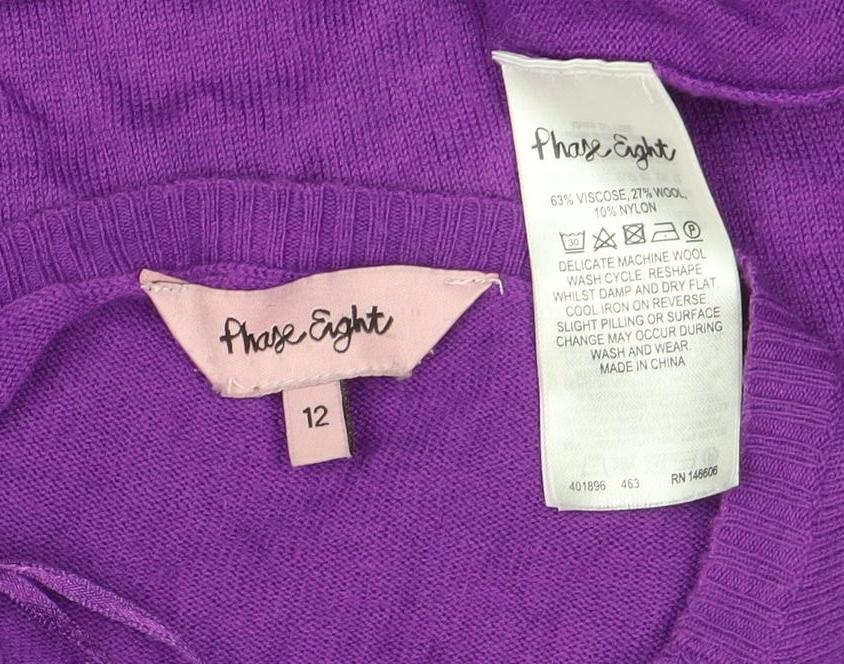 F&F Women's Purple Knit Long Sleeve Crew Neck Jumper Size 12 - Image 4
