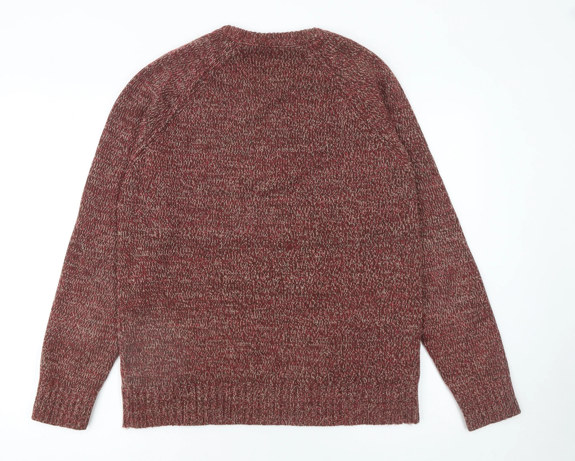 Fabric 8 Mens Red Knit Crew Neck Pullover Jumper Medium - Image 3