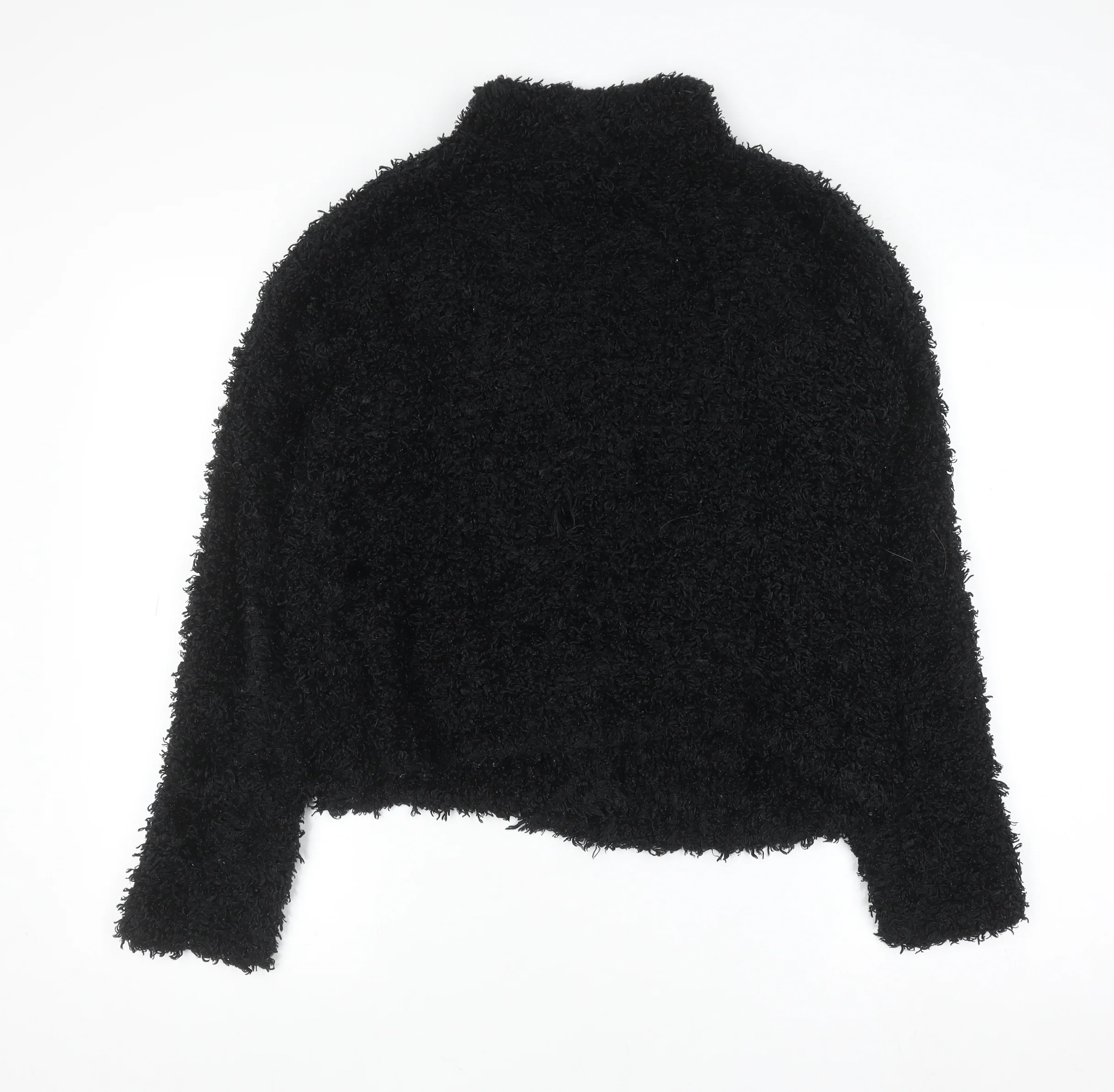 Factotum Women's Black Collared Fleece Cardigan Jumper One Size - Image 3