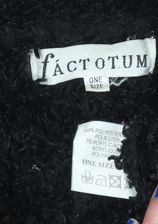 Factotum Women's Black Collared Fleece Cardigan Jumper One Size - Image 4