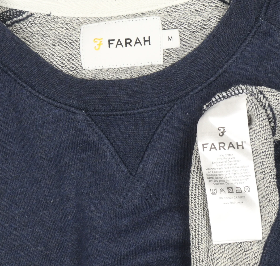 Farah Men's Blue M Crew Neck Cotton Blend Pullover Jumper - Image 4