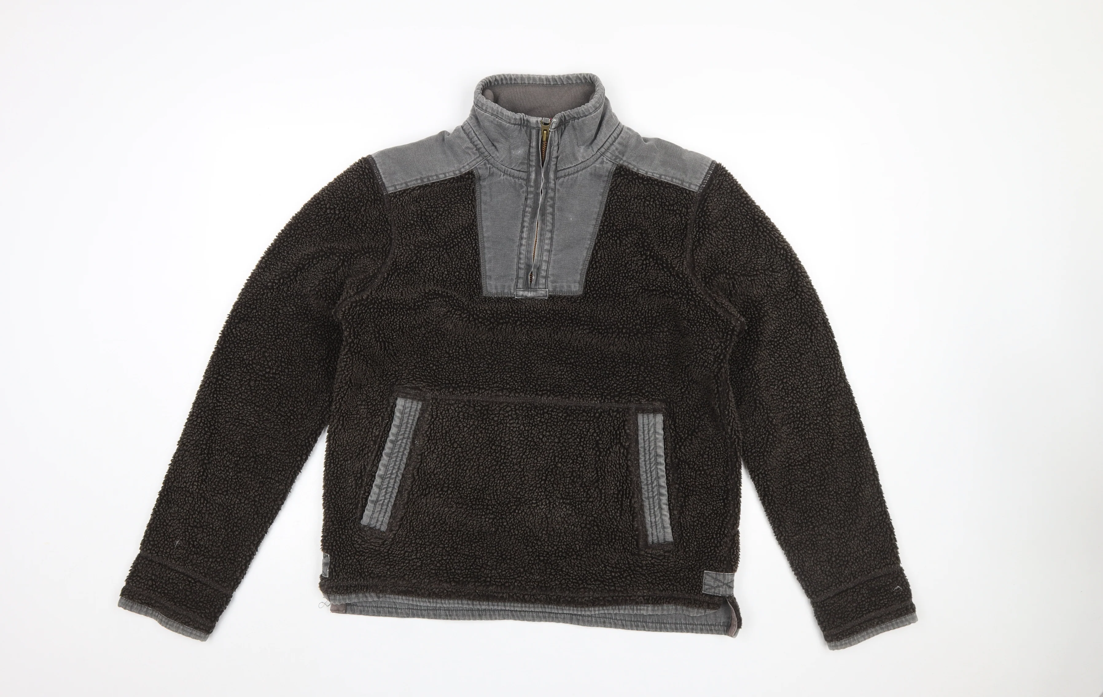 Fat Face Men’s Brown Fleece 1/4 Zip Pullover Sweatshirt Size S