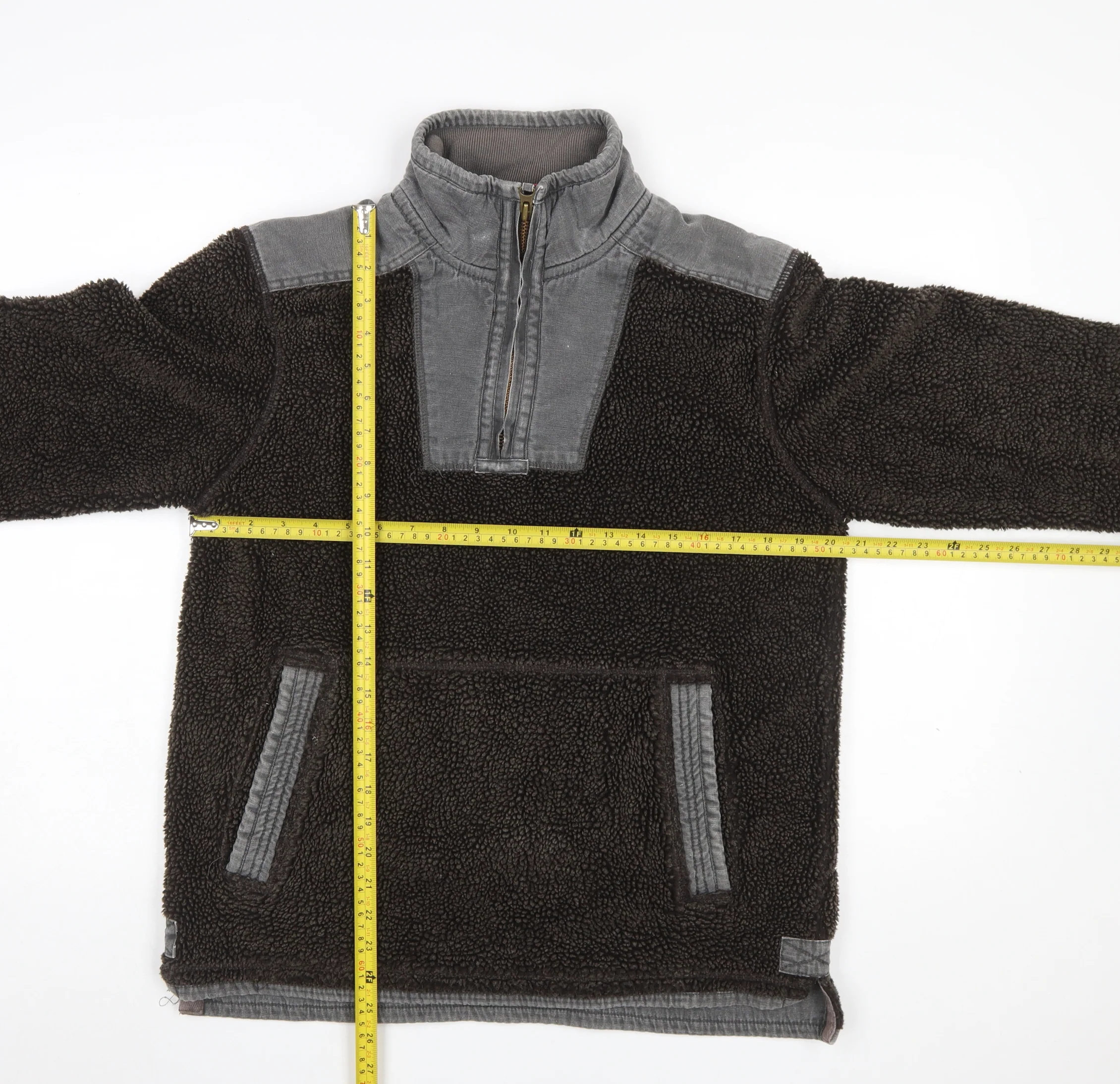 Fat Face Men’s Brown Fleece 1/4 Zip Pullover Sweatshirt Size S - Image 2