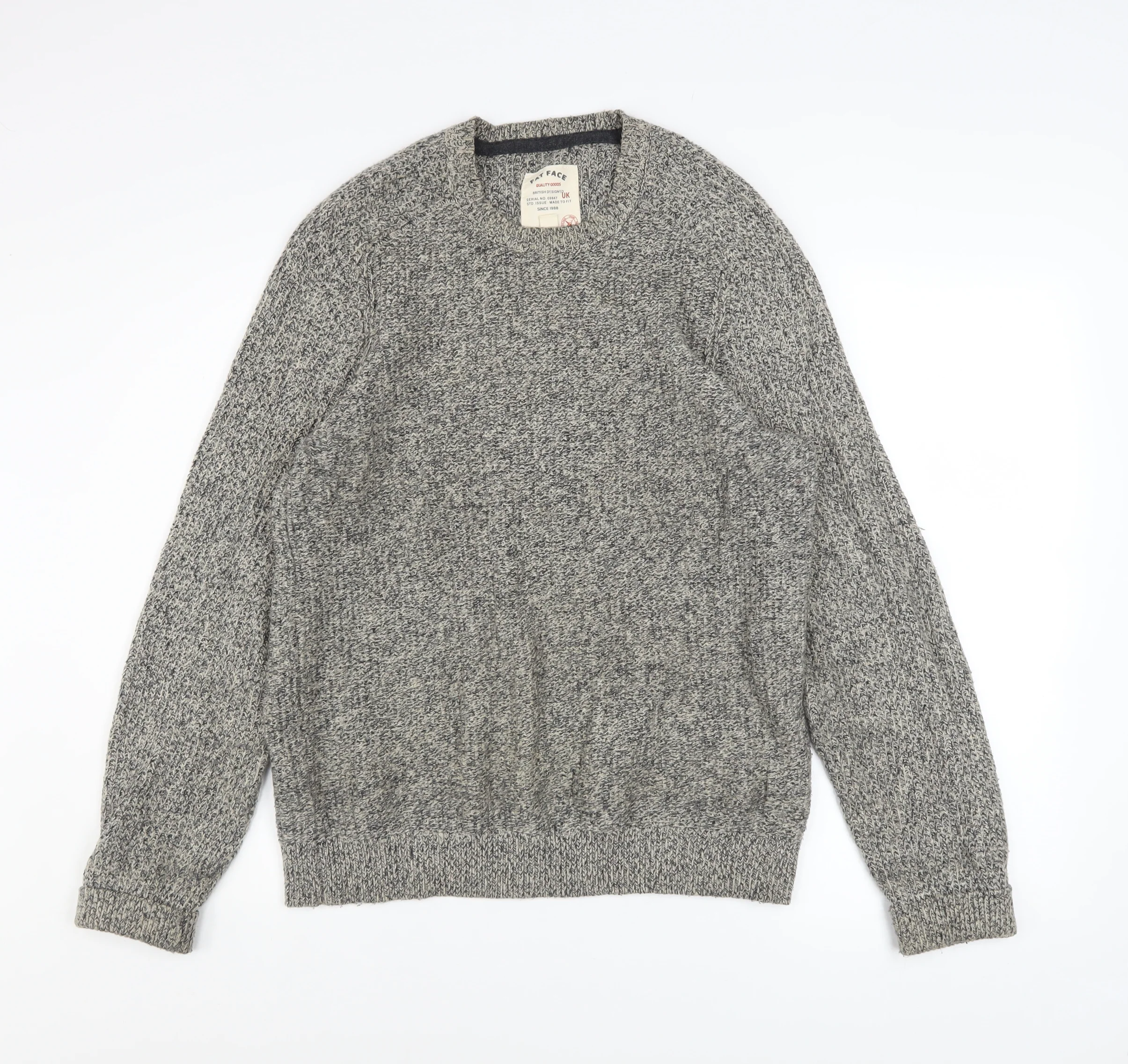 Fat Face Mens Grey Knit Crew Neck Jumper XS Cotton Wool Blend