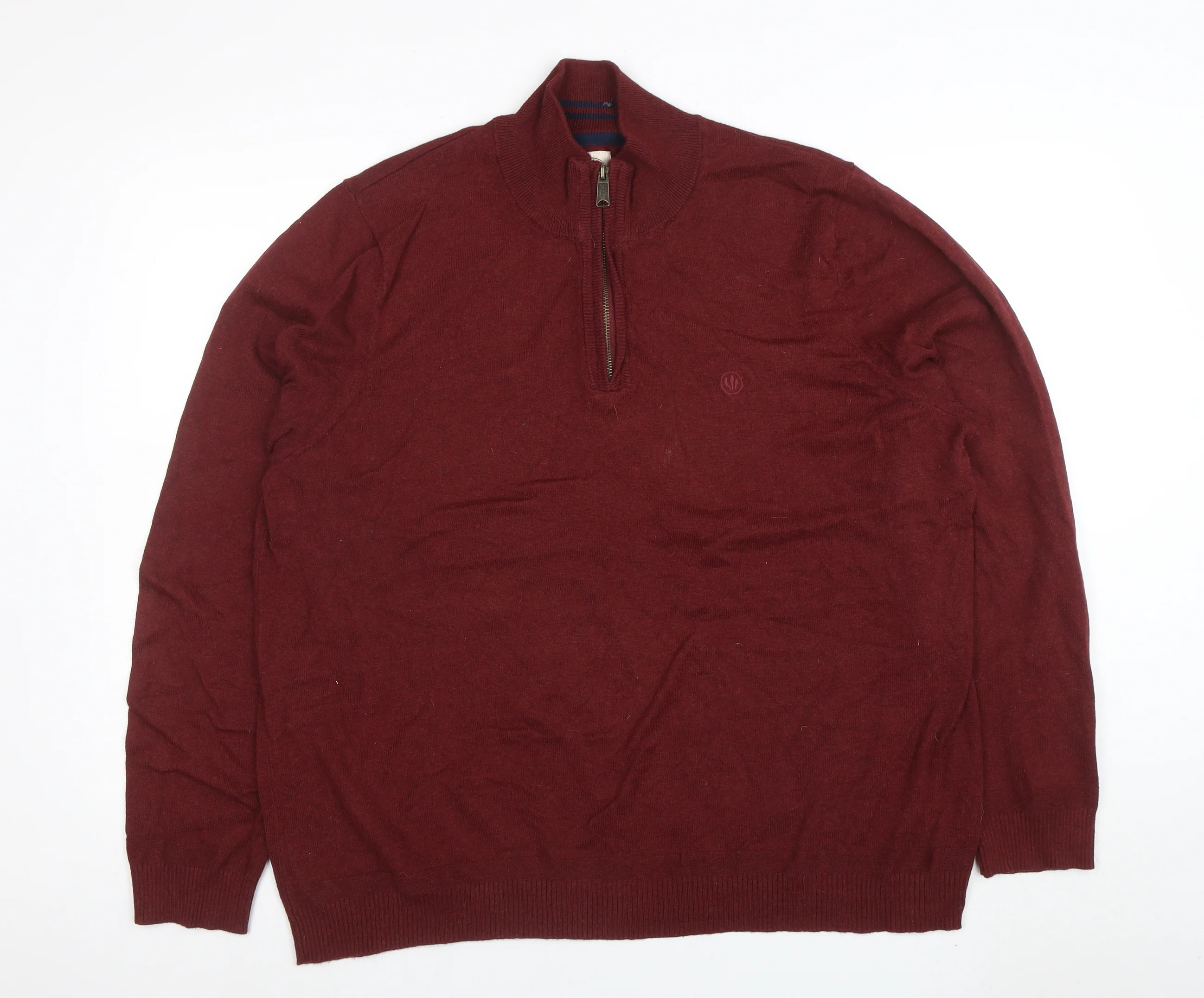 Fat Face Mens Red 2XL 1/2 Zip High Neck Cotton Wool Jumper