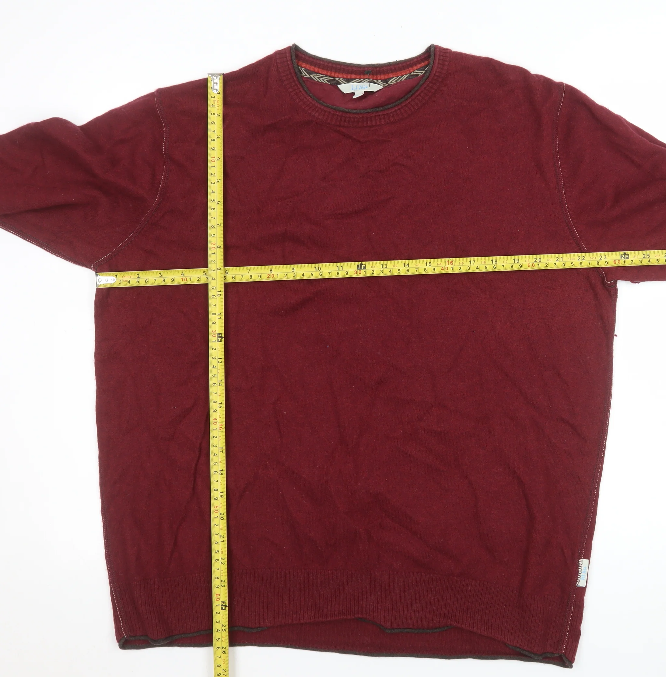 Fat Face Men's Red Cotton Wool Crew Neck Jumper XL - Image 2