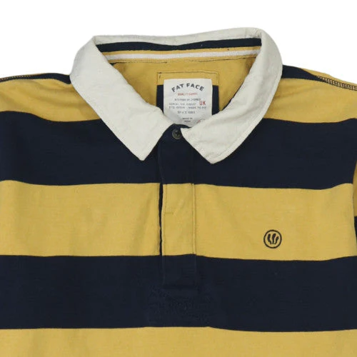 Fat Face Men's Yellow & Navy Striped XL Collared Rugby Sweatshirt - Image 8