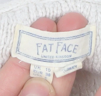 Fat Face Women Beige & Navy Striped Crew Neck Jumper UK 10 - Image 4