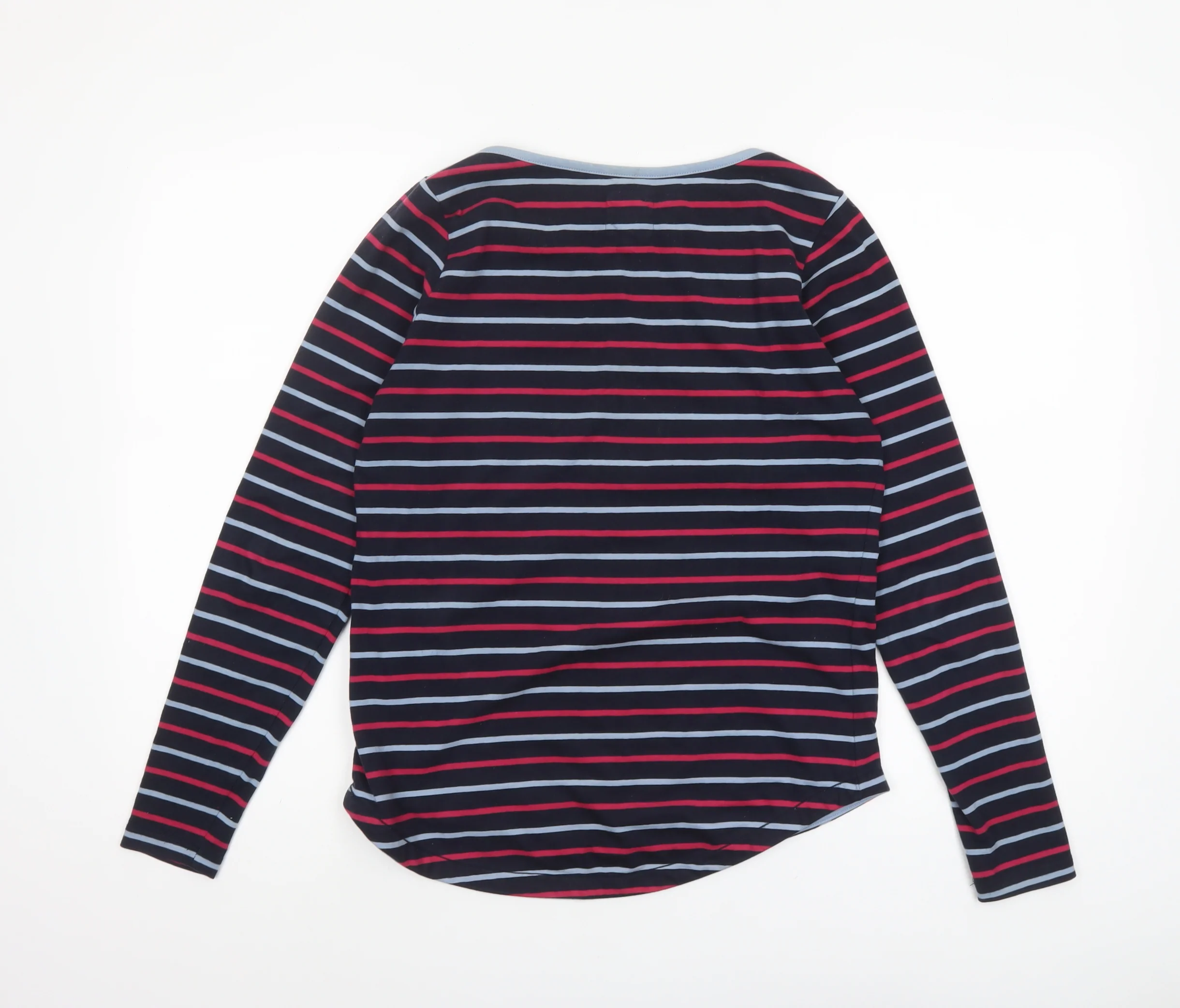Fat Face Women Blue Striped Long Sleeve Cotton Breton T-Shirt UK 8 - Image 3