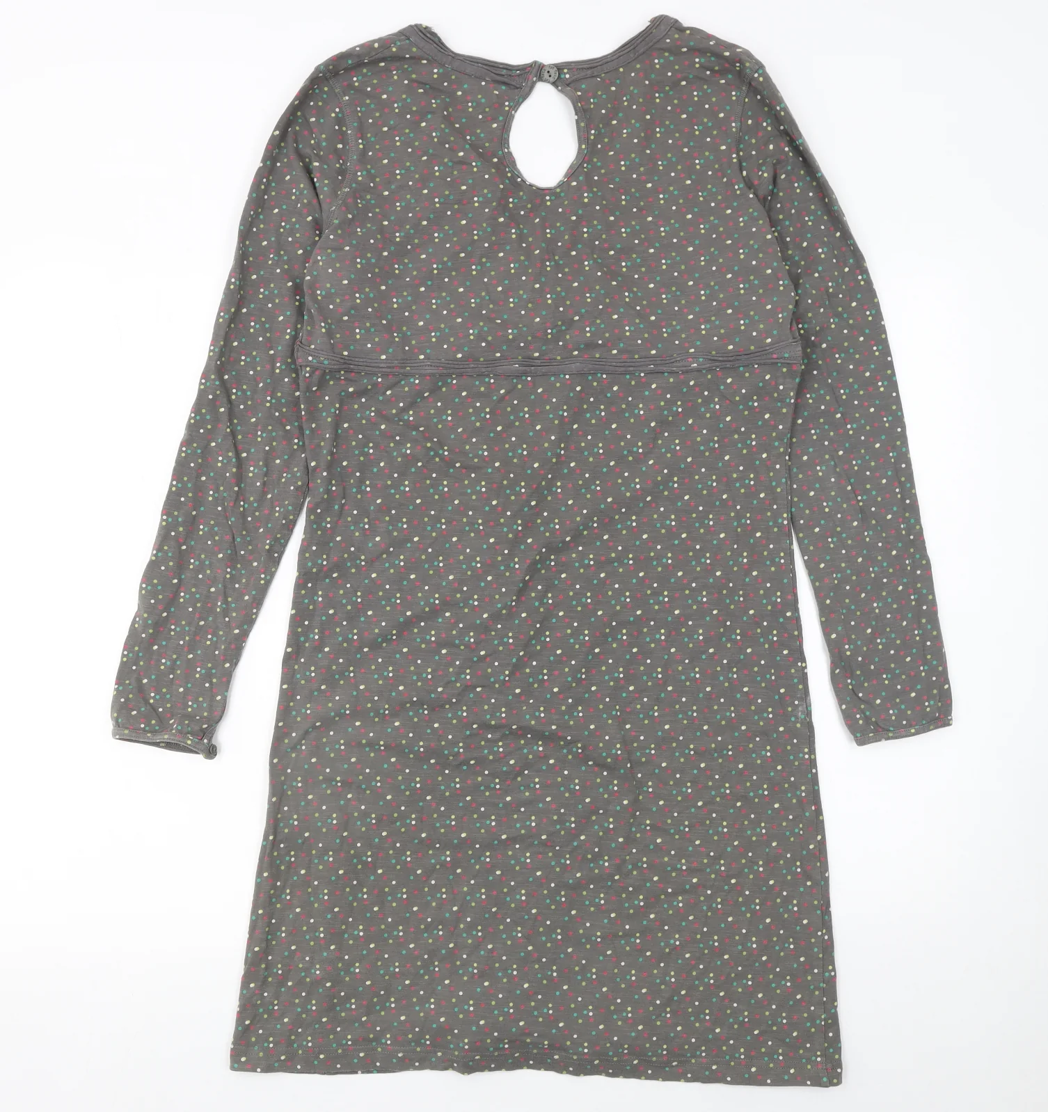 Fat Face Women Grey Polka Dot Knee Length V-Neck Shift Dress Size 14 - Image 3