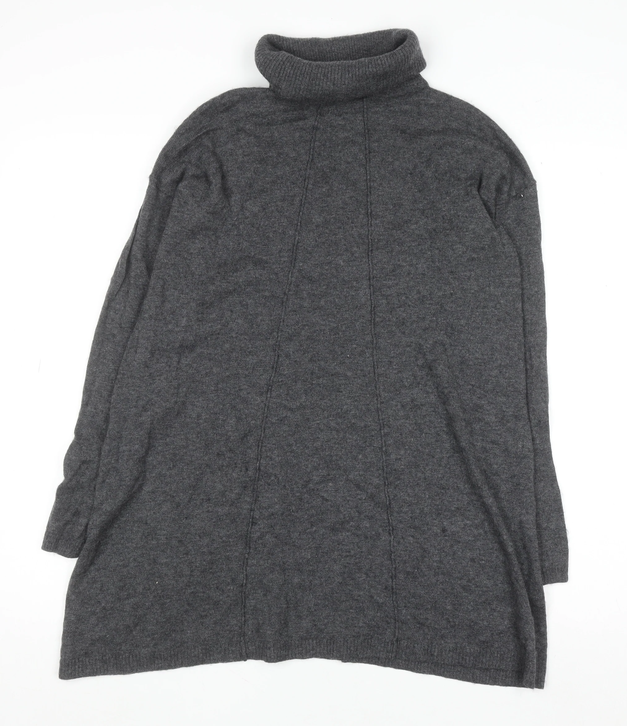 Fat Face Women Grey Roll Neck Long Sleeve Tunic Jumper Size 8 - Image 3