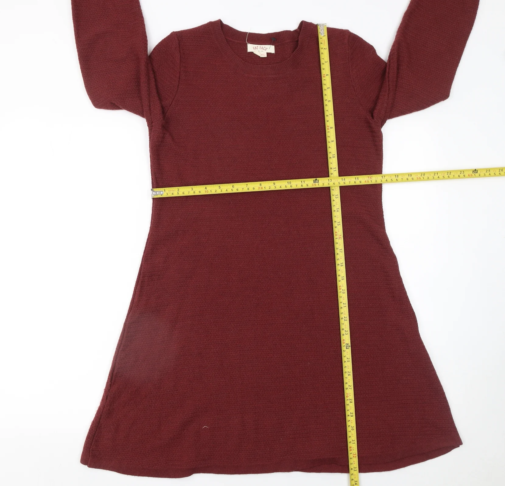 Fat Face Women Red Knit Shift Dress Size 12 3/4 Sleeve - Image 2