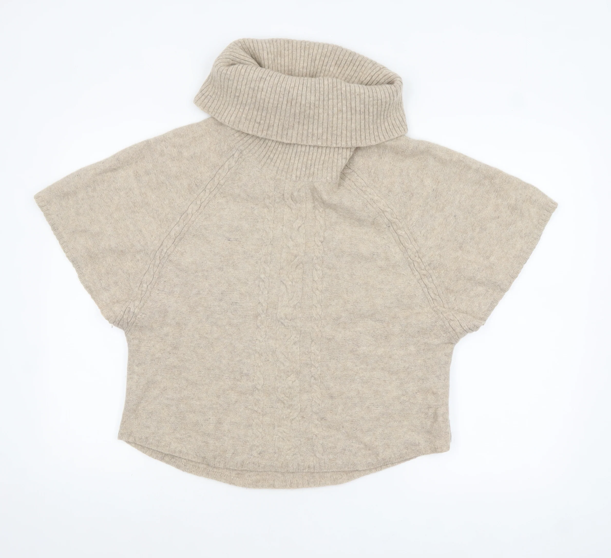 Fat Face Women’s Beige Wool Roll Neck Short Sleeve Jumper M