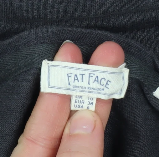 Fat Face Women’s Black Cotton V-Neck Short Sleeve T-Shirt Size 10 - Image 4