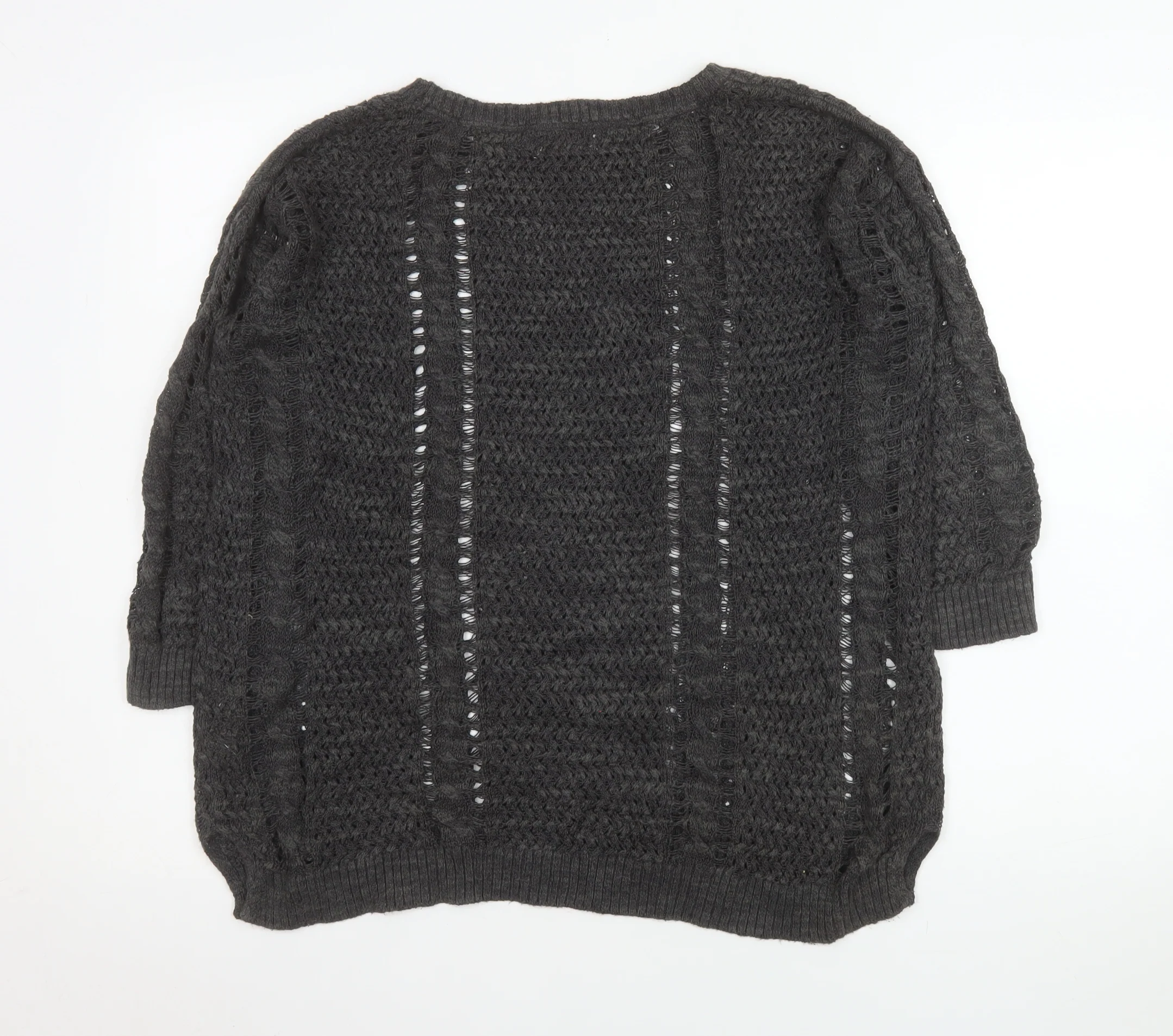 Fat Face Women’s Black Open-Knit Linen Cotton Jumper Size 12 - Image 3
