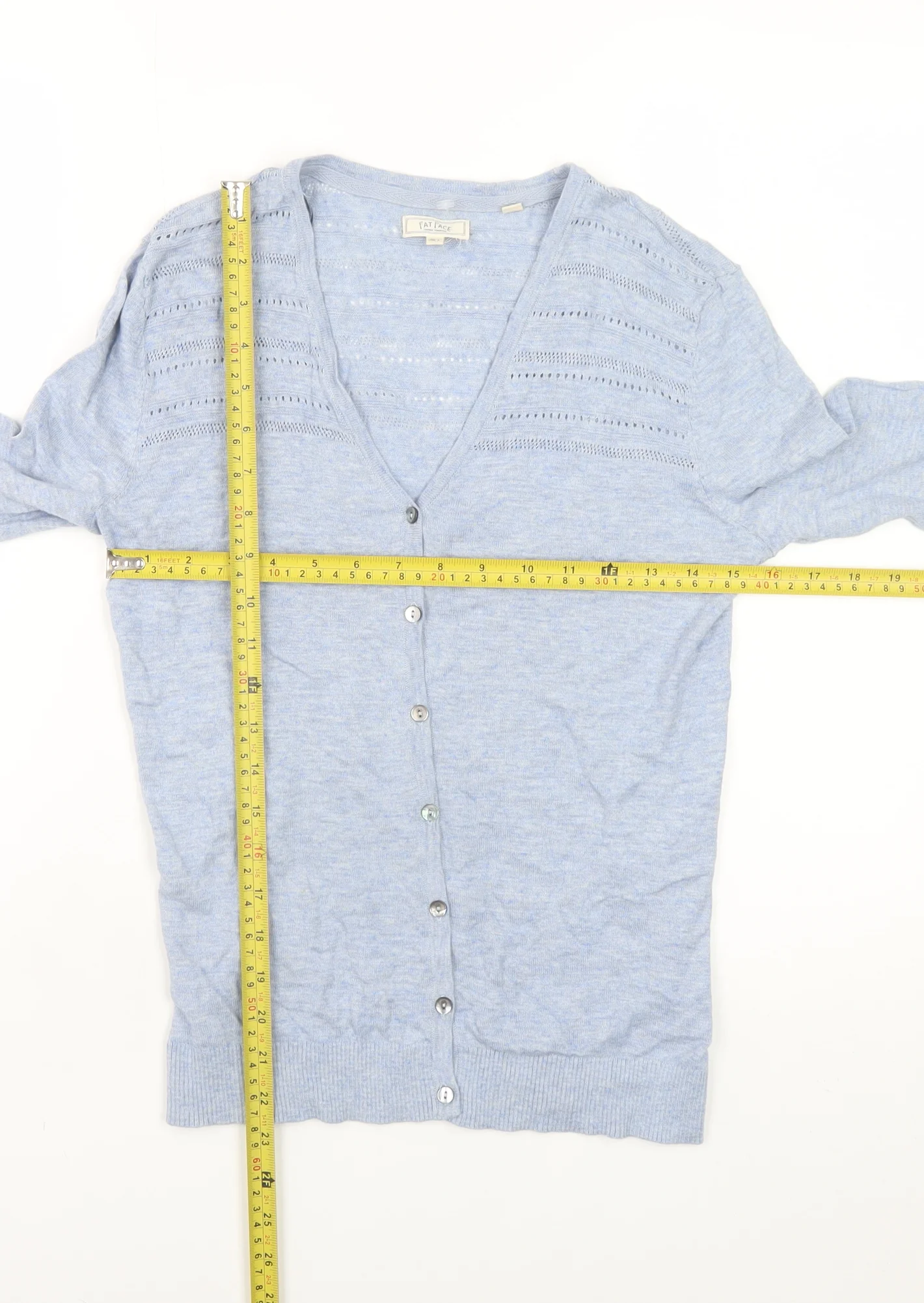 Fat Face Women’s Blue Cotton Button Cardigan Size 6 - Image 2