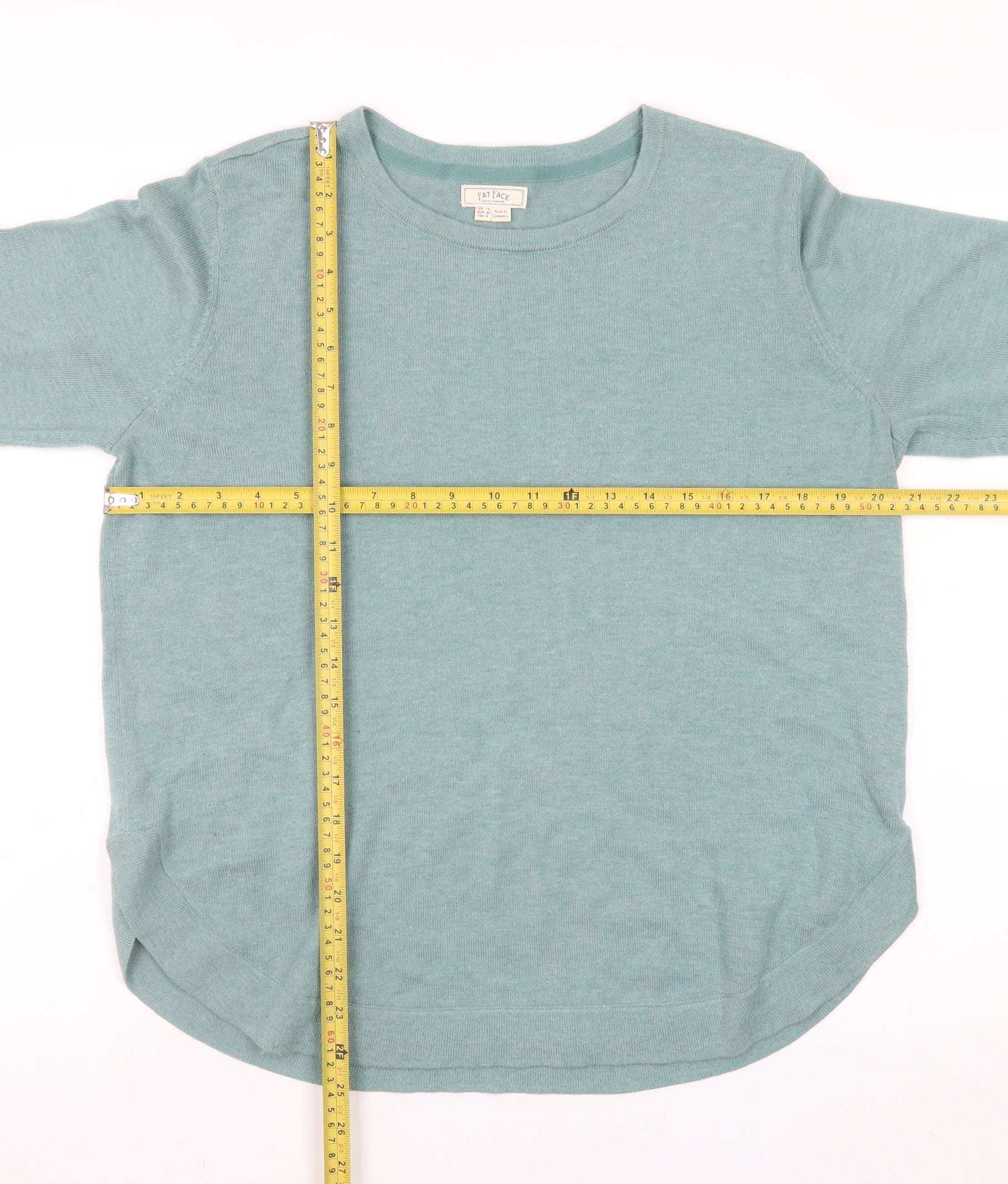 Fat Face Women’s Green Cotton Cashmere Pullover Jumper UK 12 - Image 2