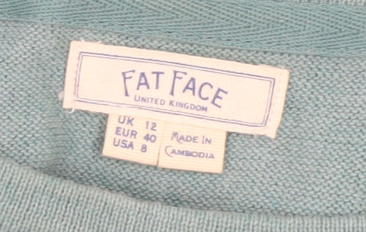 Fat Face Women’s Green Cotton Cashmere Pullover Jumper UK 12 - Image 4